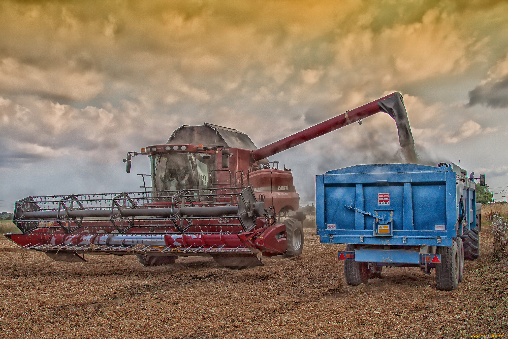 техника, комбайны, комбайн, поле