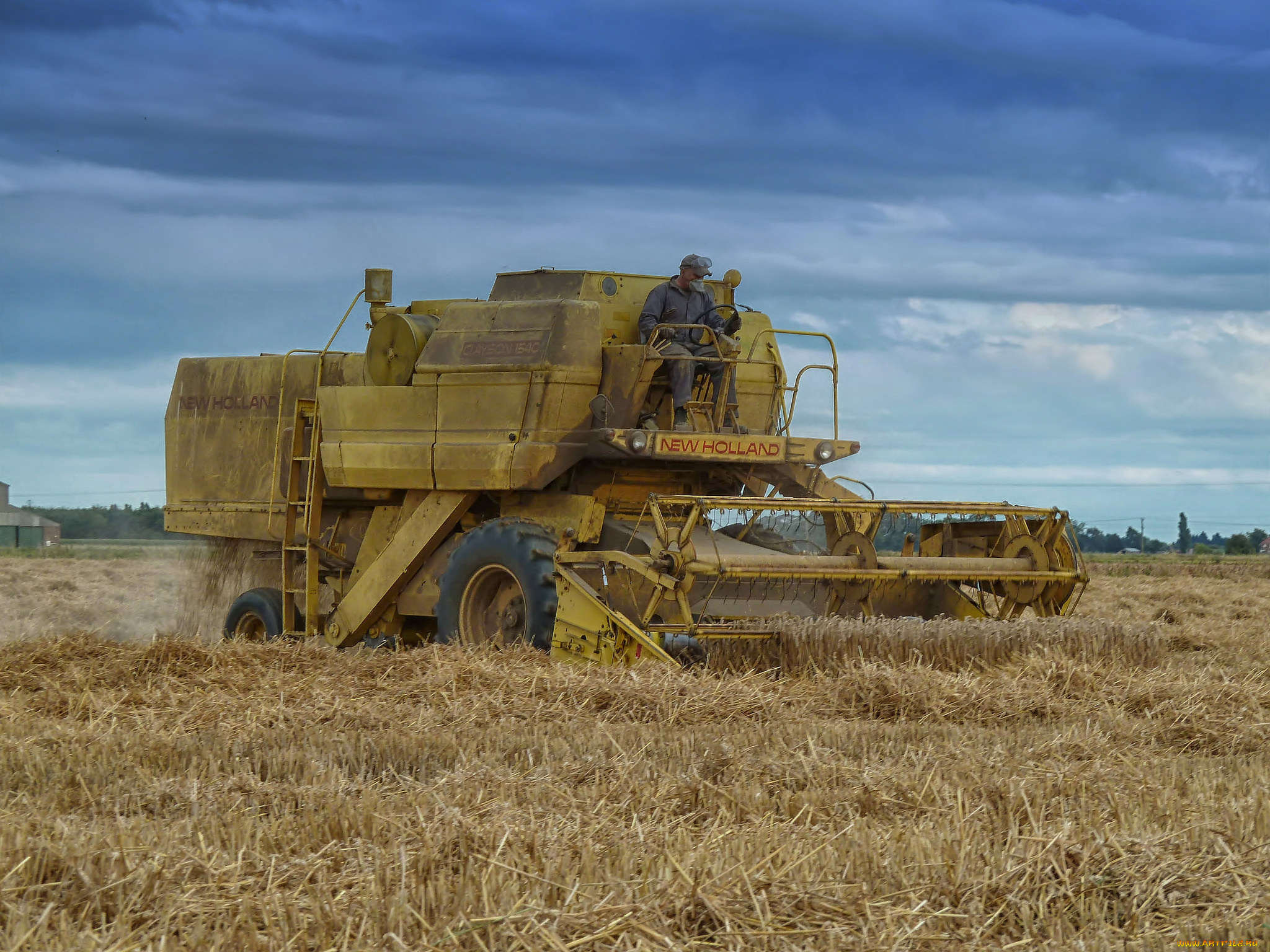 техника, комбайны, комбайн, поле