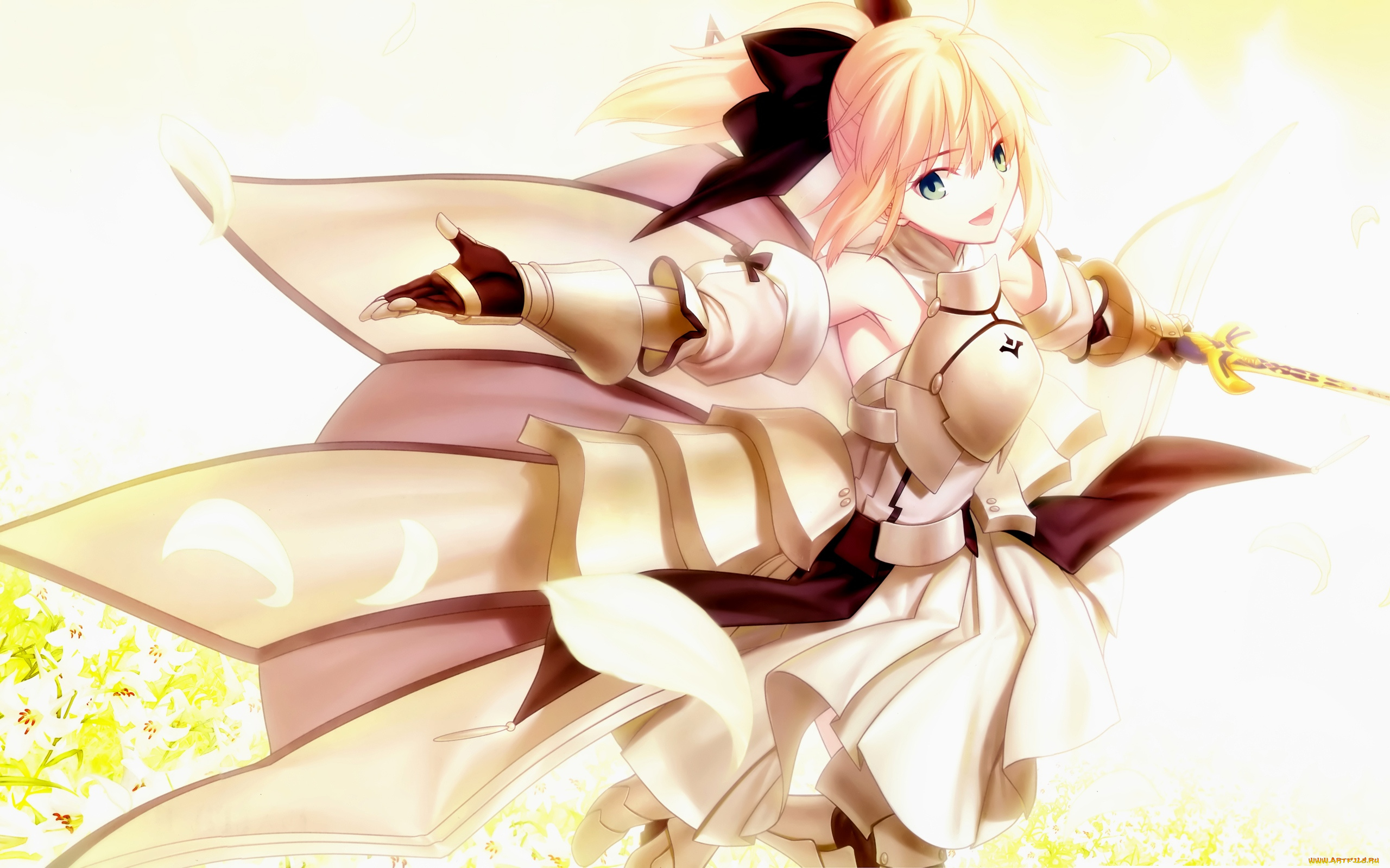 аниме, fate, stay, night, девушка, блондинка, арт, saber