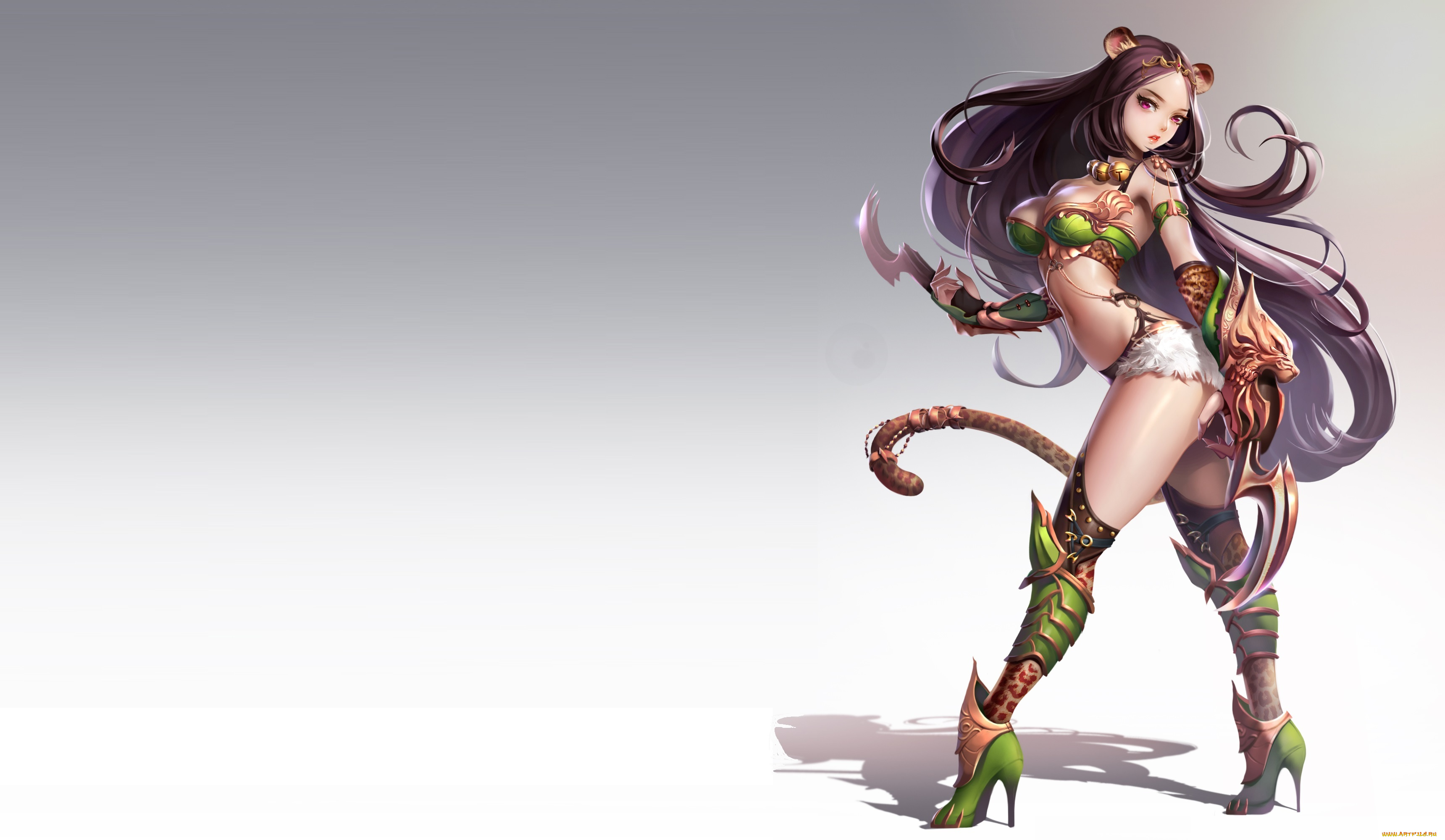 аниме, -animals, &, creatures, тигрица, костюм, девушка, арт