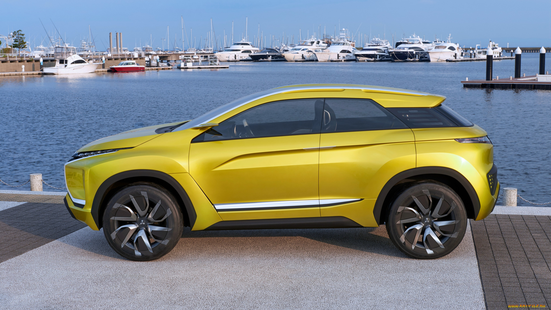 автомобили, mitsubishi, ex, concept, желтый, 2015г
