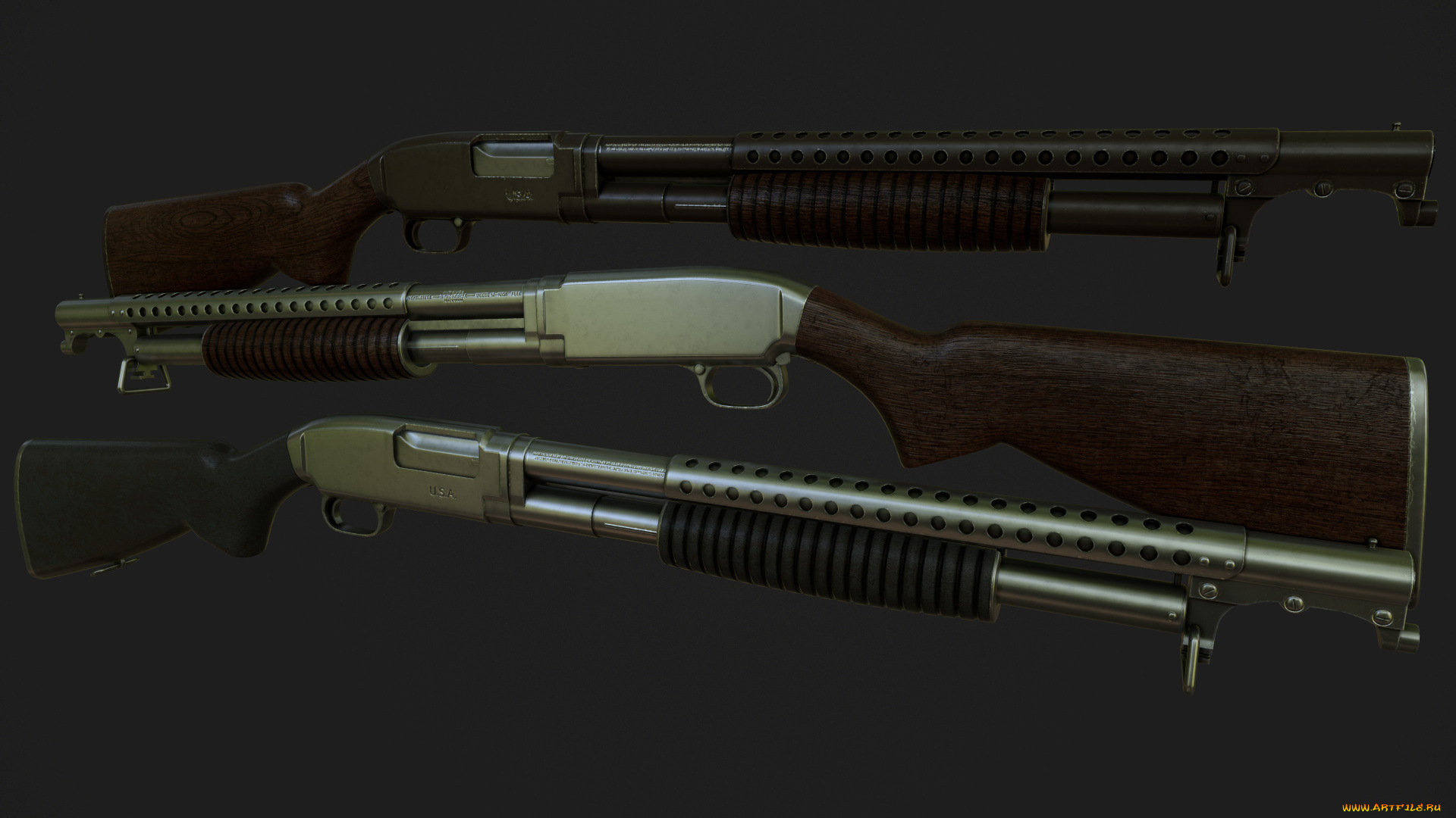 оружие, 3d, винчестер