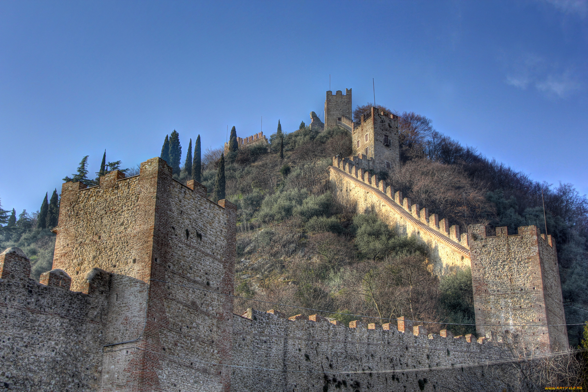 walls, of, marostica, города, -, дворцы, , замки, , крепости, стена, цитадель