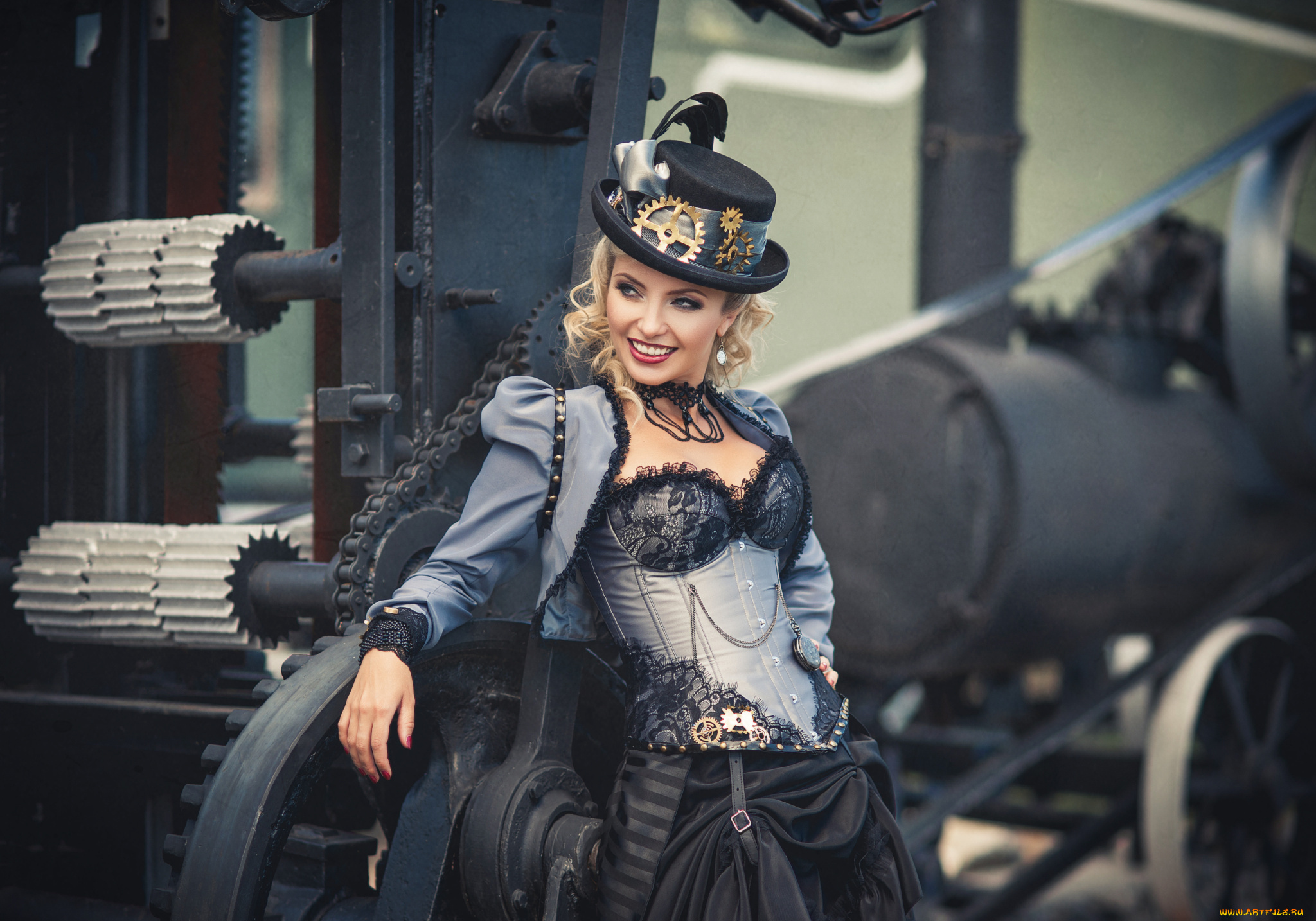 девушки, diana, lipkina, девушка, блондинка, локоны, украшения, улыбка, платье, шляпа, diana, lipkina