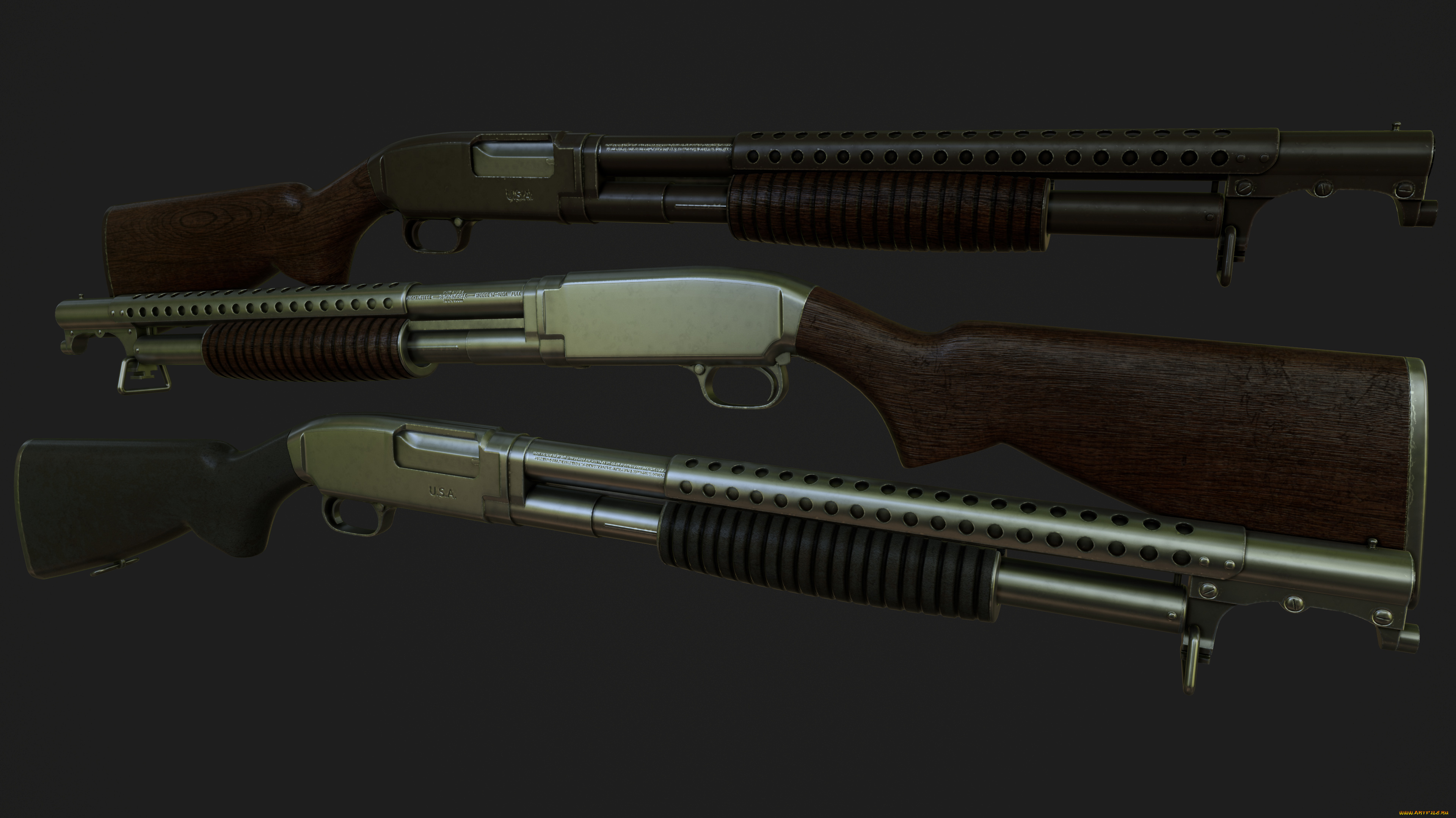 оружие, 3d, винчестер