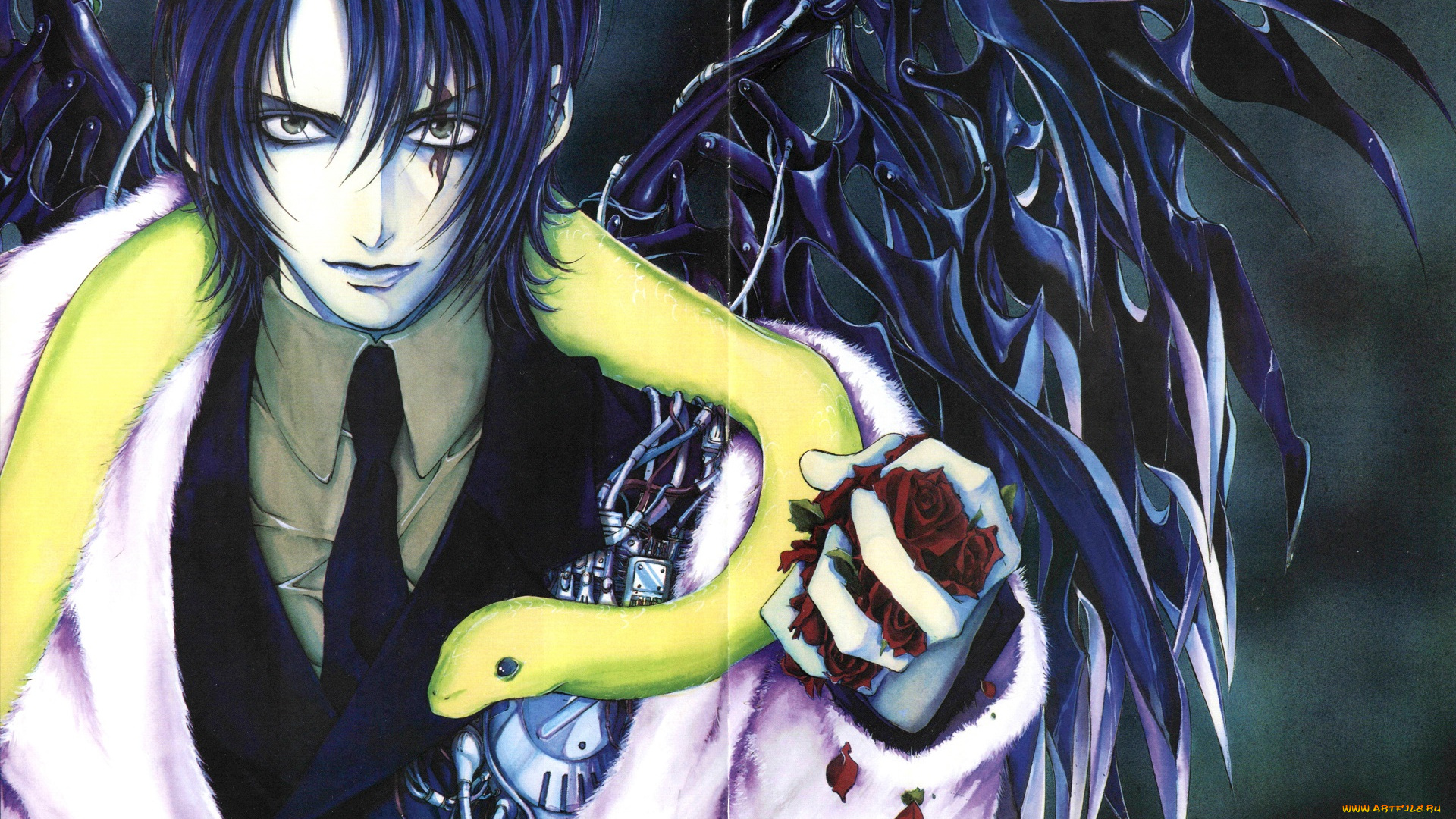 аниме, angel, sanctuary, парень, змея, взгляд