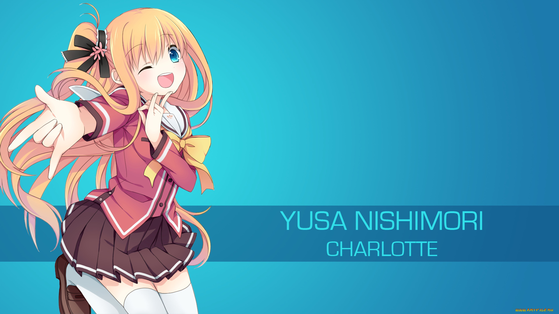 аниме, charlotte, фон, взгляд, девушка