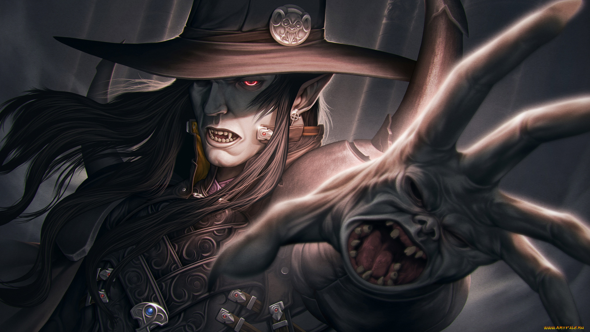 аниме, di, dhampir, vampire, hunter, d, шляпа, left, hand, вампир, арт, рука