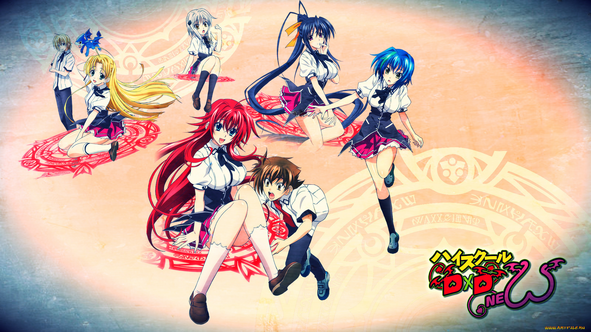 аниме, highschool, dxd, девушки, взгляд, фон
