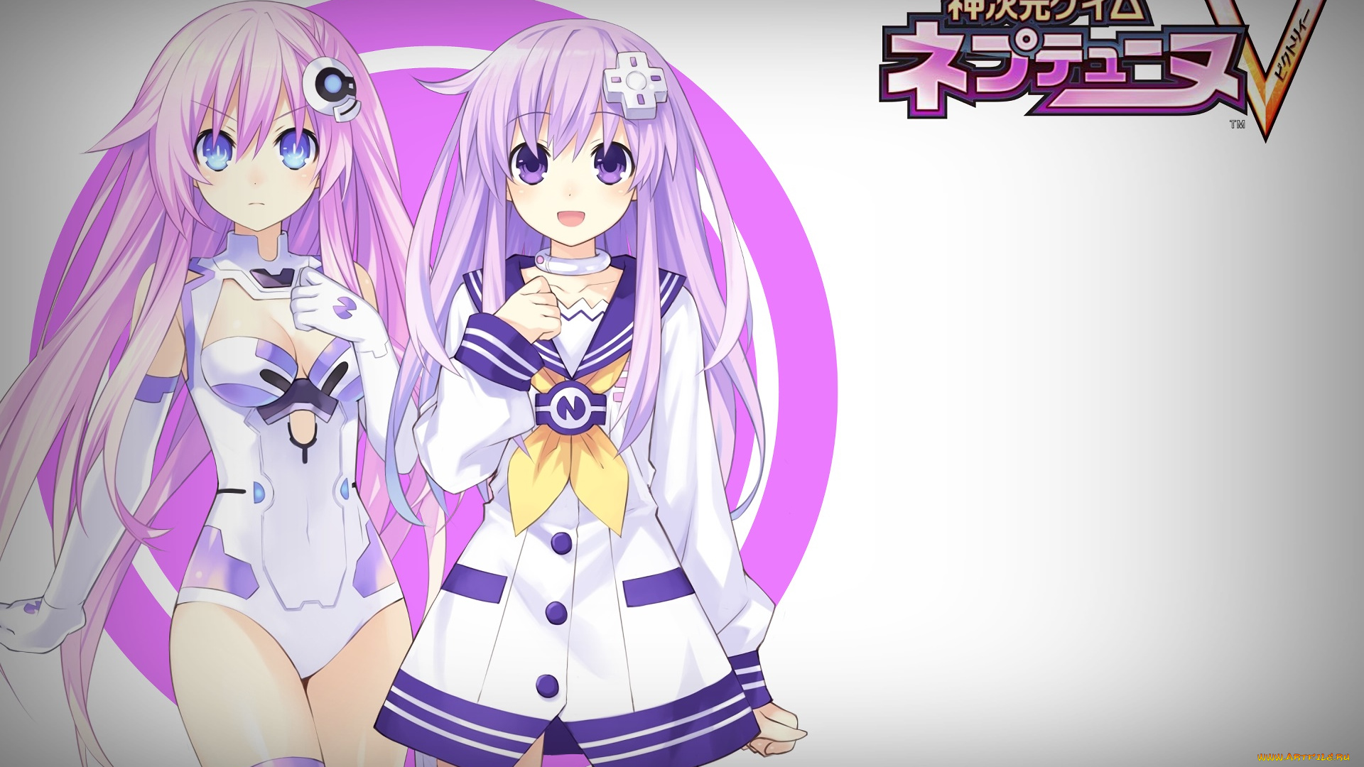 аниме, hyperdimension, neptunia, девушка, фон, взгляд