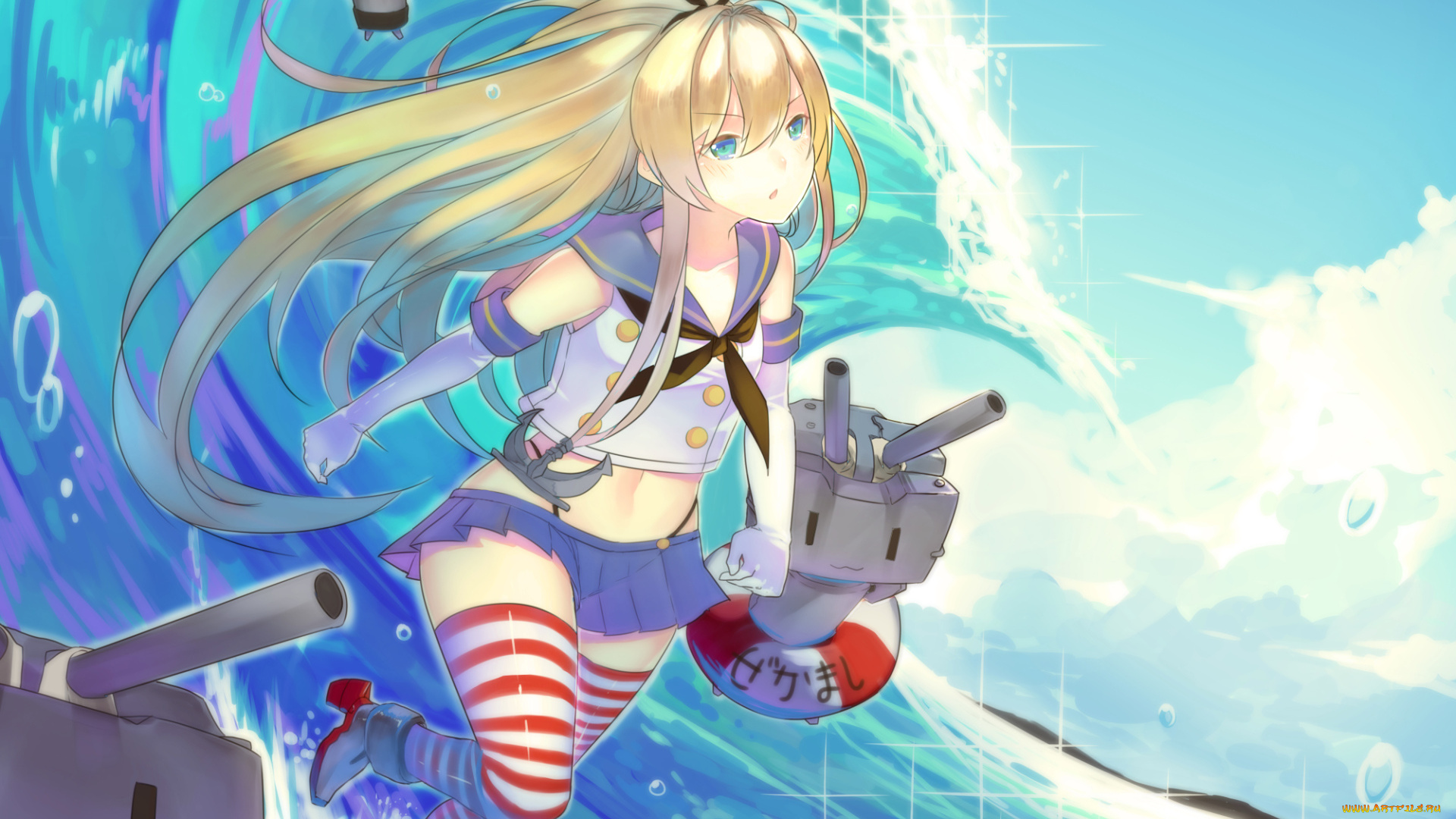 аниме, kantai, collection, девушка, фон, взгляд