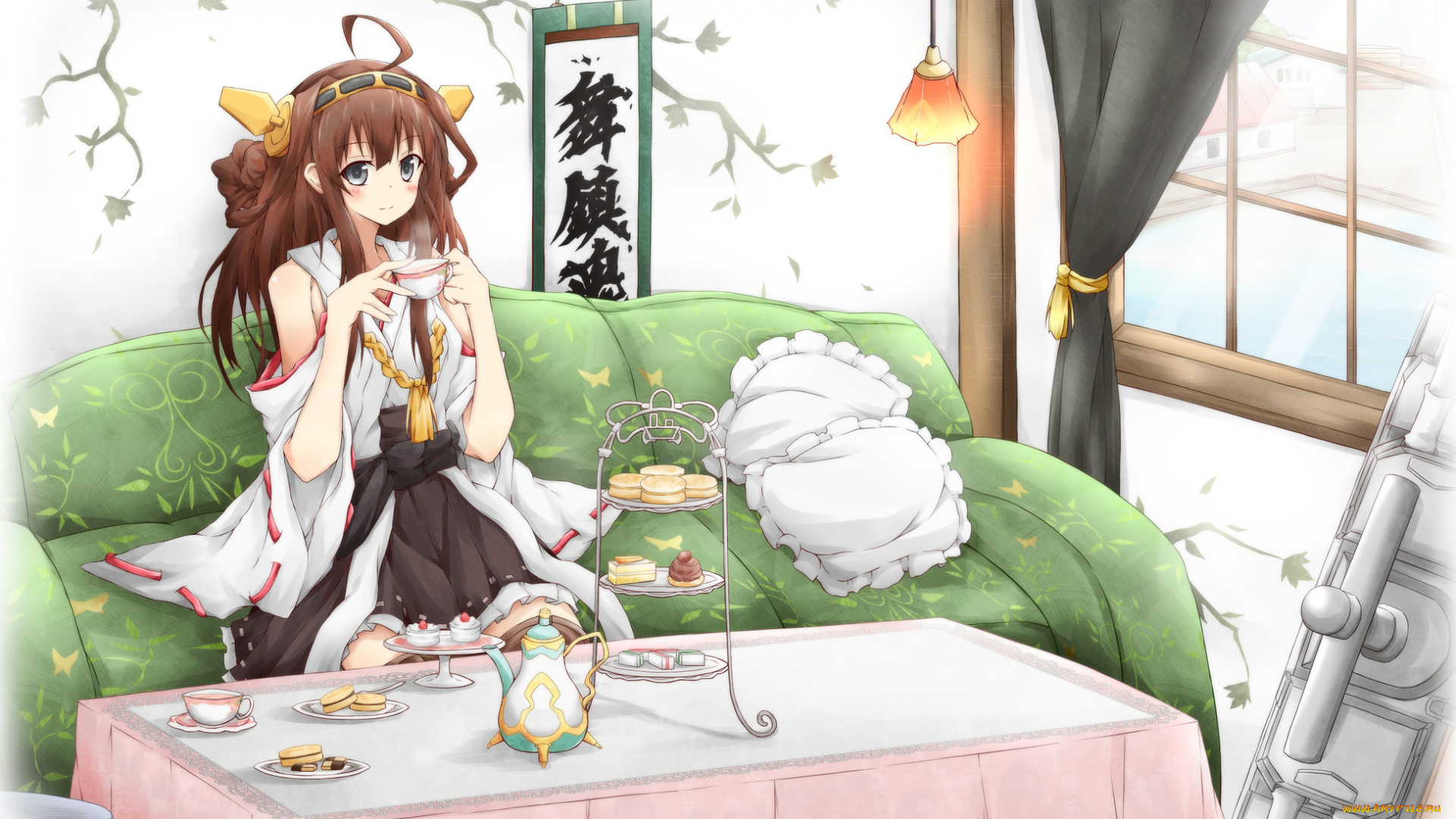 аниме, kantai, collection, девушка, фон, взгляд