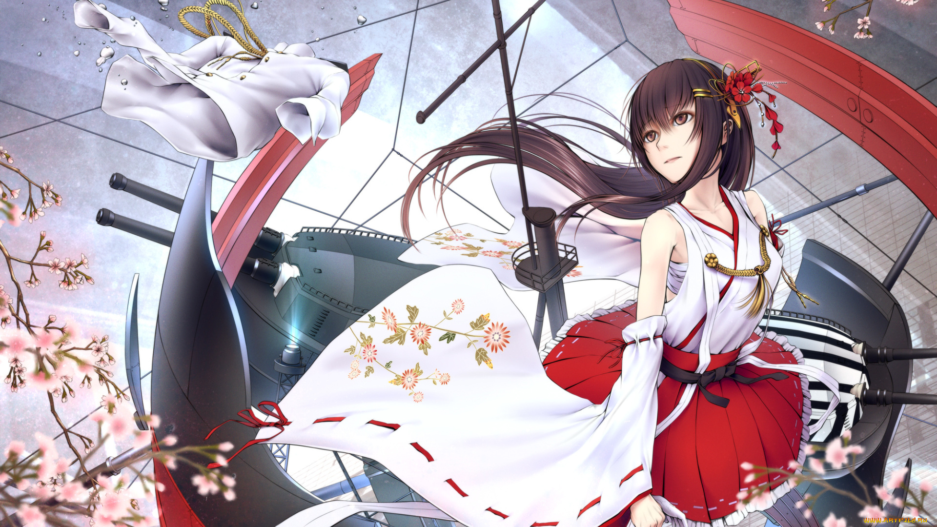 аниме, kantai, collection, девушка, фон, взгляд