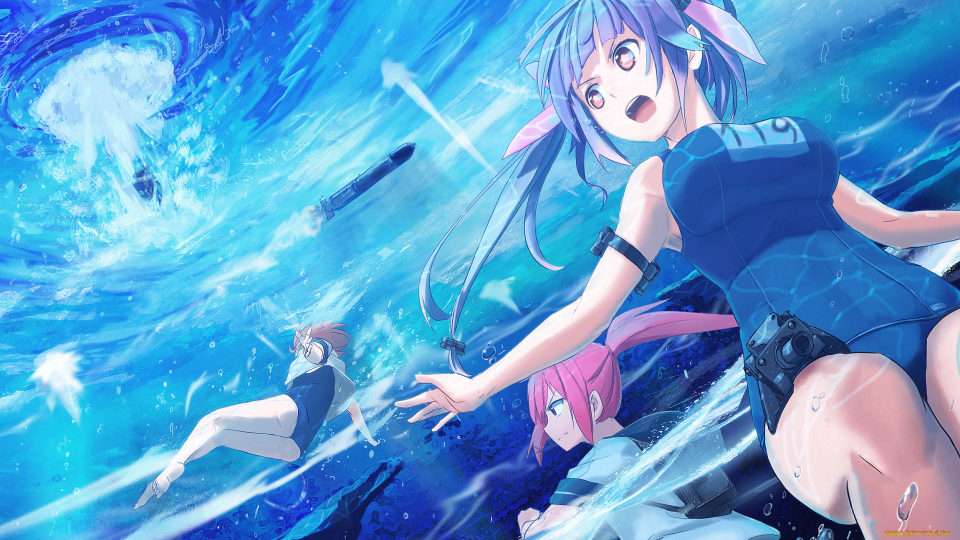 аниме, kantai, collection, фон, девушка, взгляд