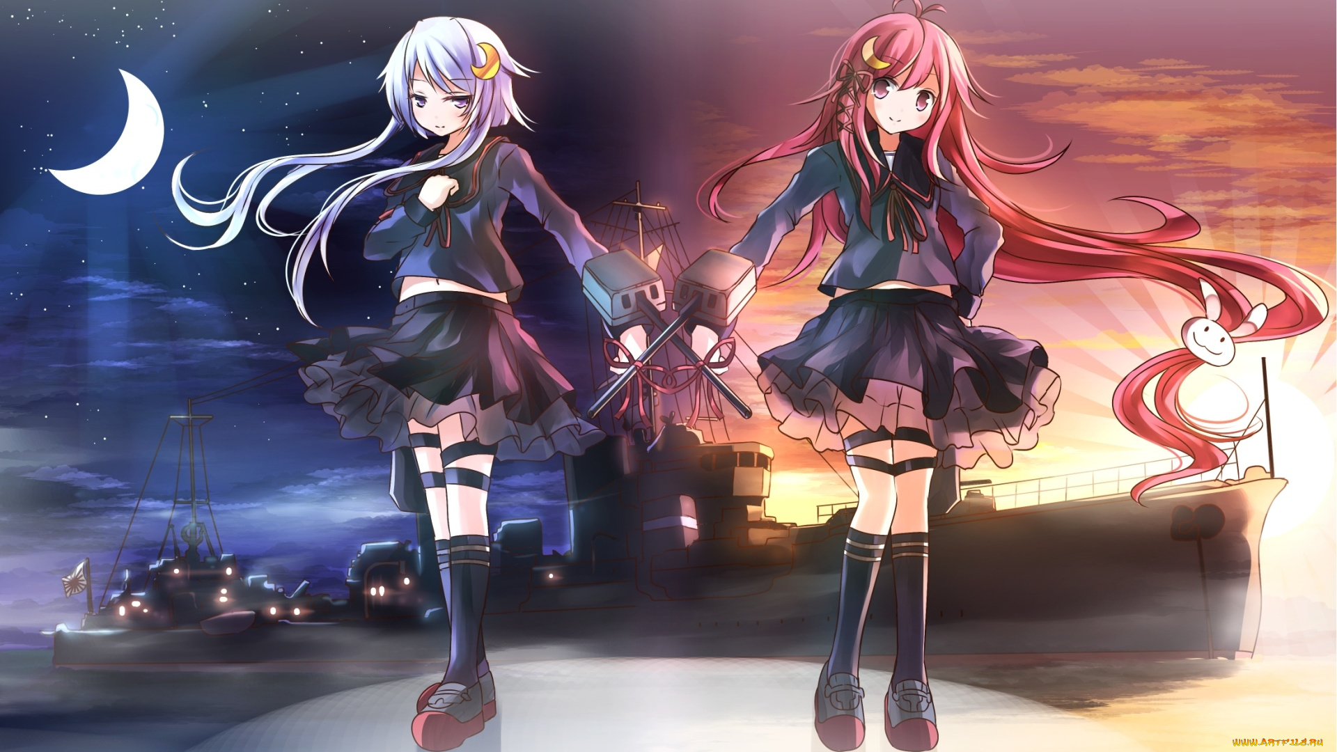 аниме, kantai, collection, фон, взгляд, девушки