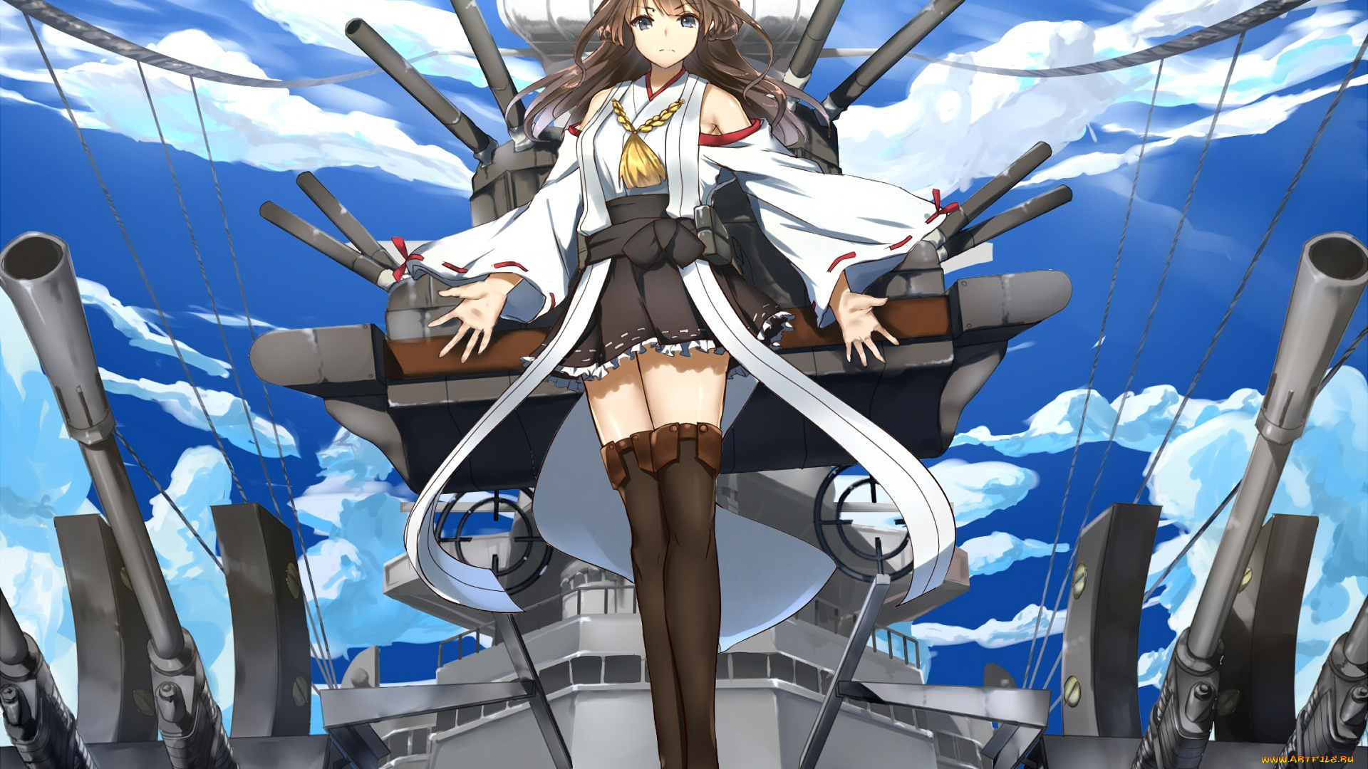 аниме, kantai, collection, фон, взгляд, девушка