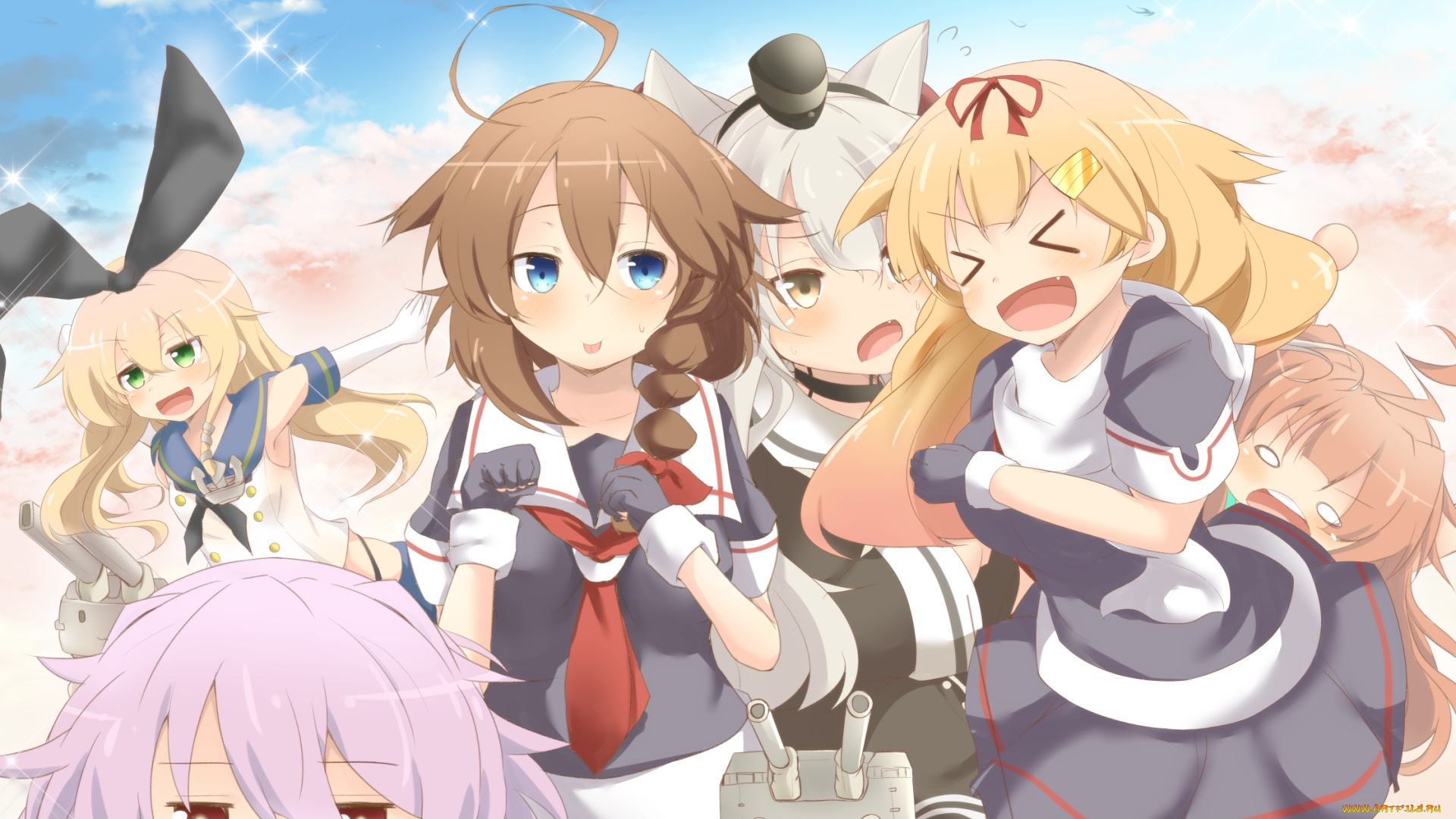 аниме, kantai, collection, фон, взгляд, девушки