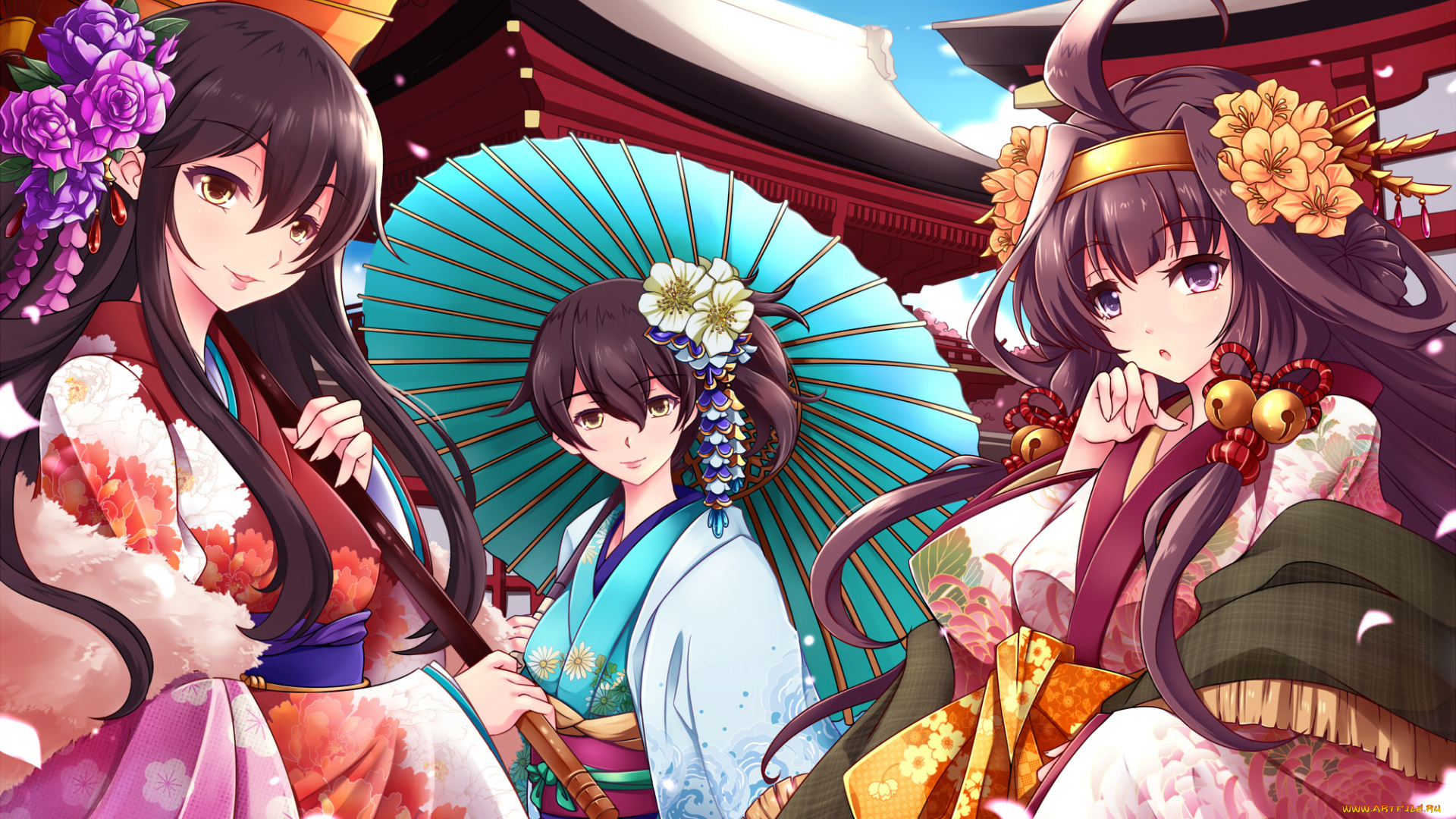 аниме, kantai, collection, фон, взгляд, девушки