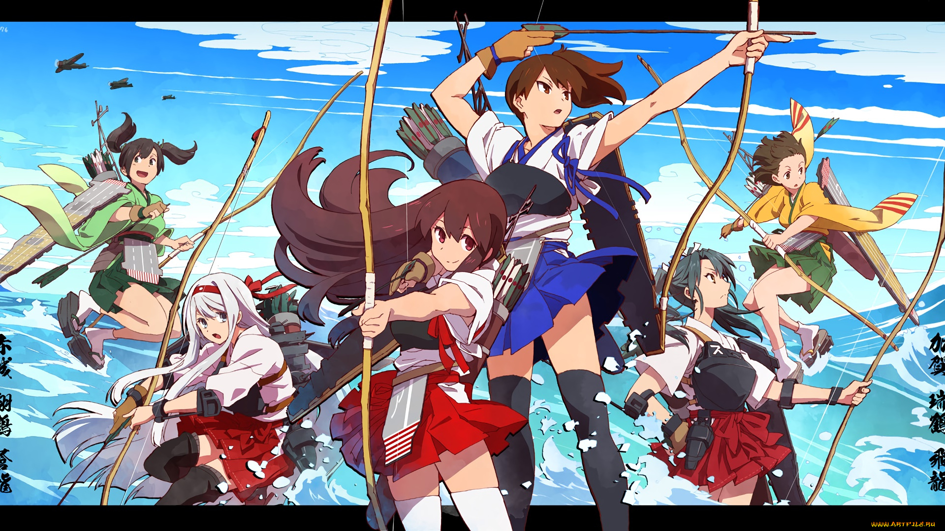 аниме, kantai, collection, фон, взгляд, девушки