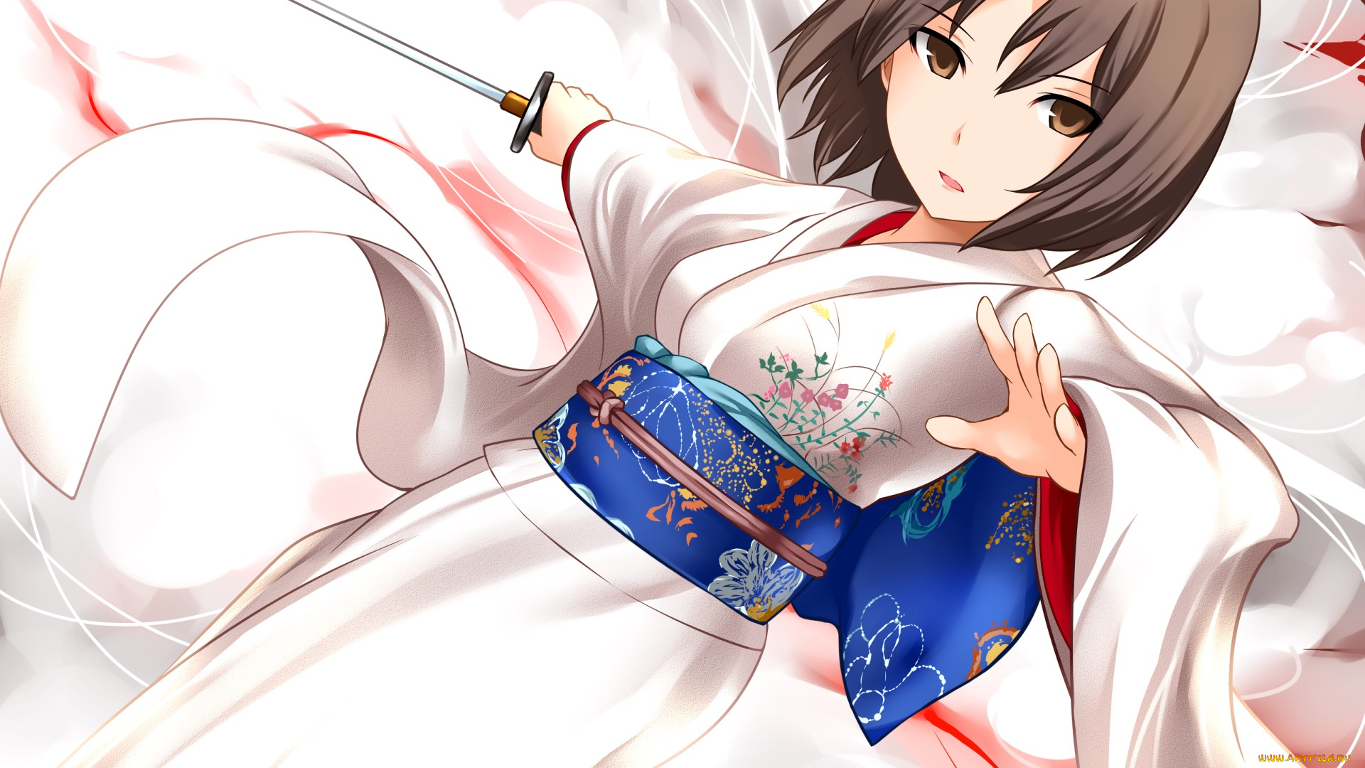 аниме, kara, no, kyokai, девушка, фон, взгляд