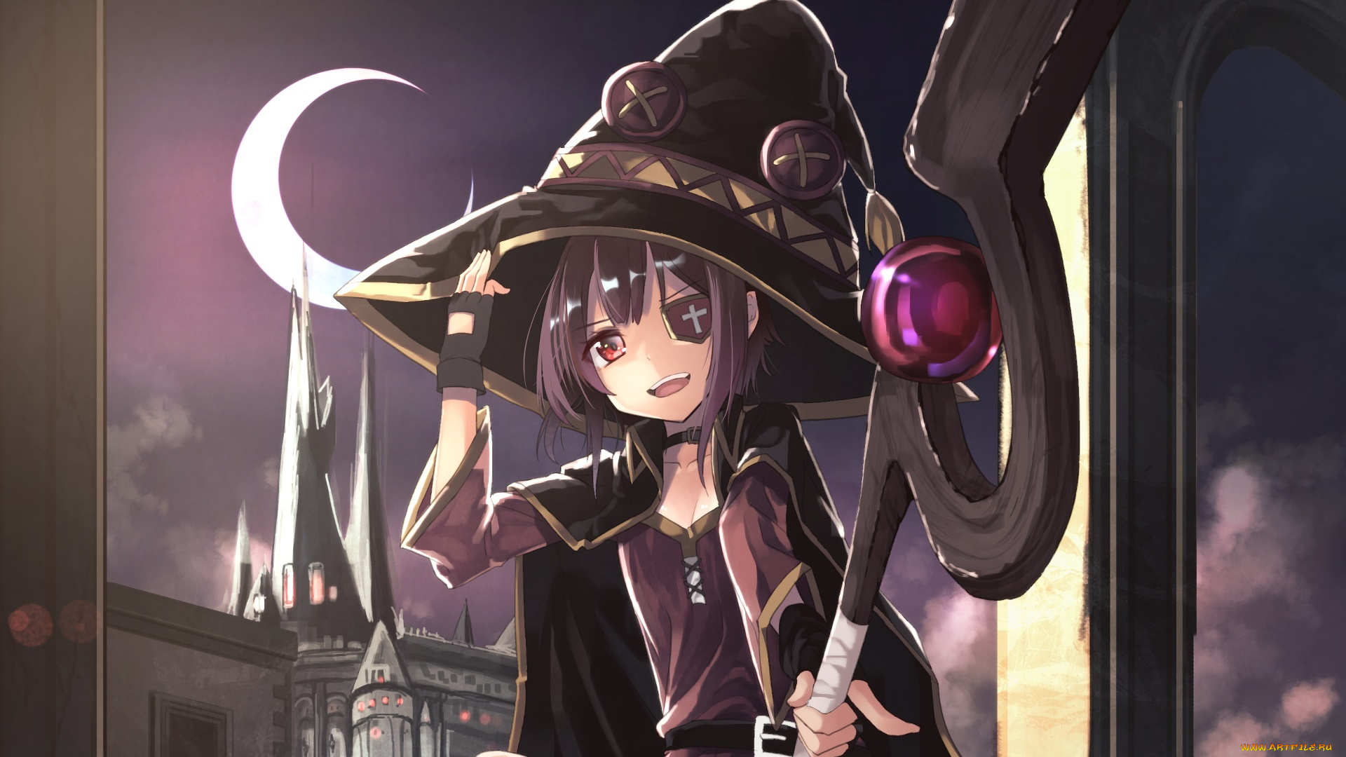 аниме, kono, subarashii, sekai, ni, shukufuku, wo, фон, взгляд, девушка