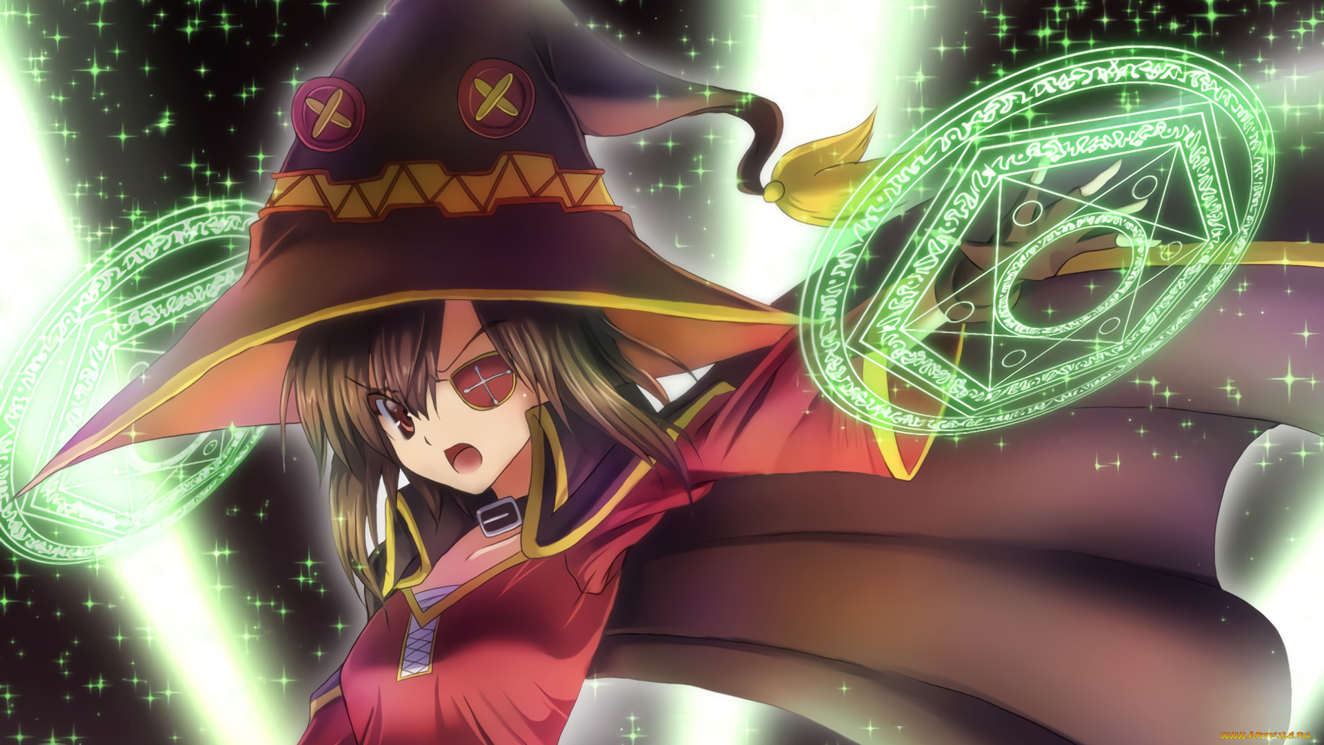 аниме, kono, subarashii, sekai, ni, shukufuku, wo, фон, девушка, взгляд