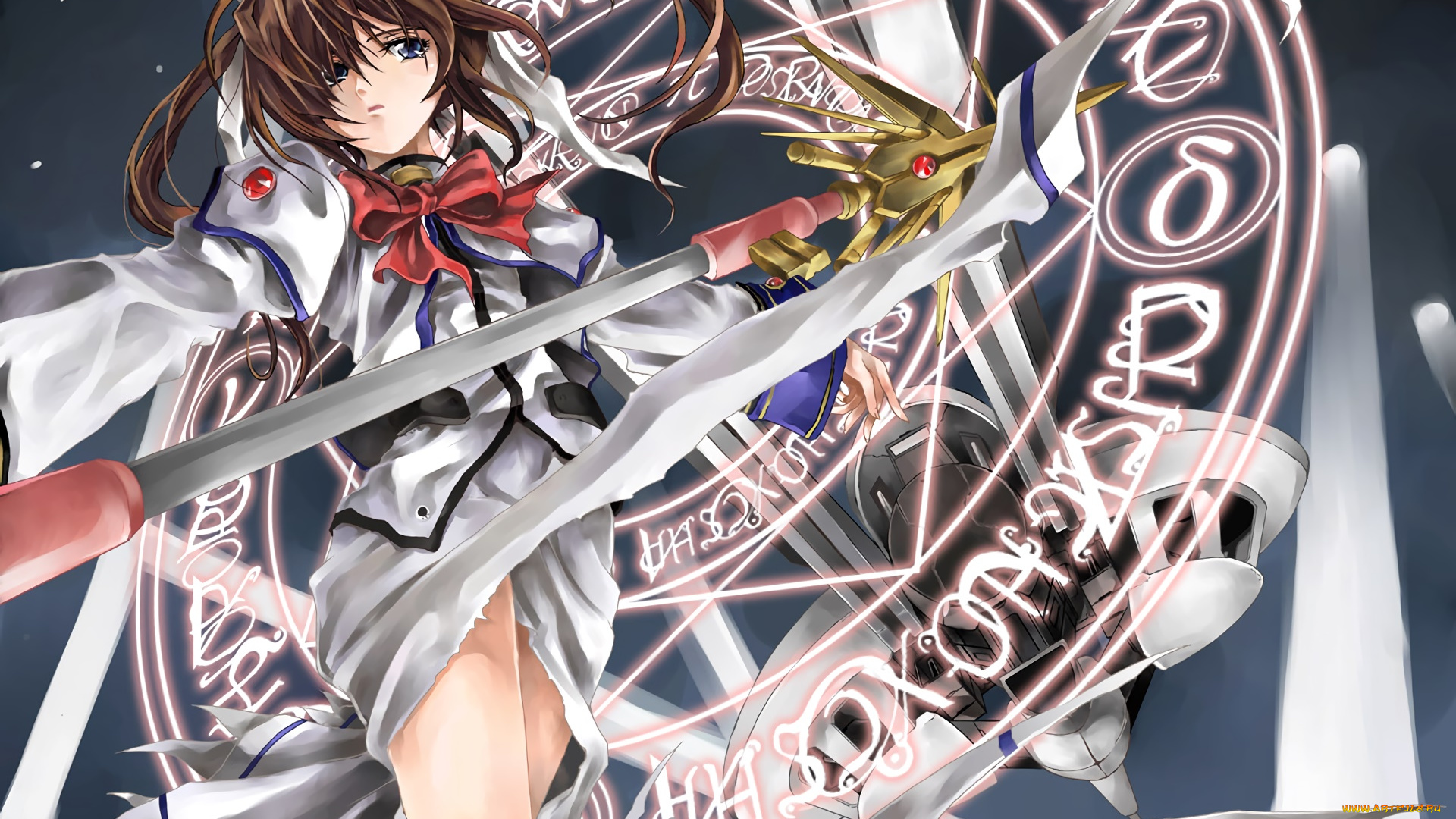 аниме, mahou, shoujo, lyrical, nanoha, девушка, фон, взгляд