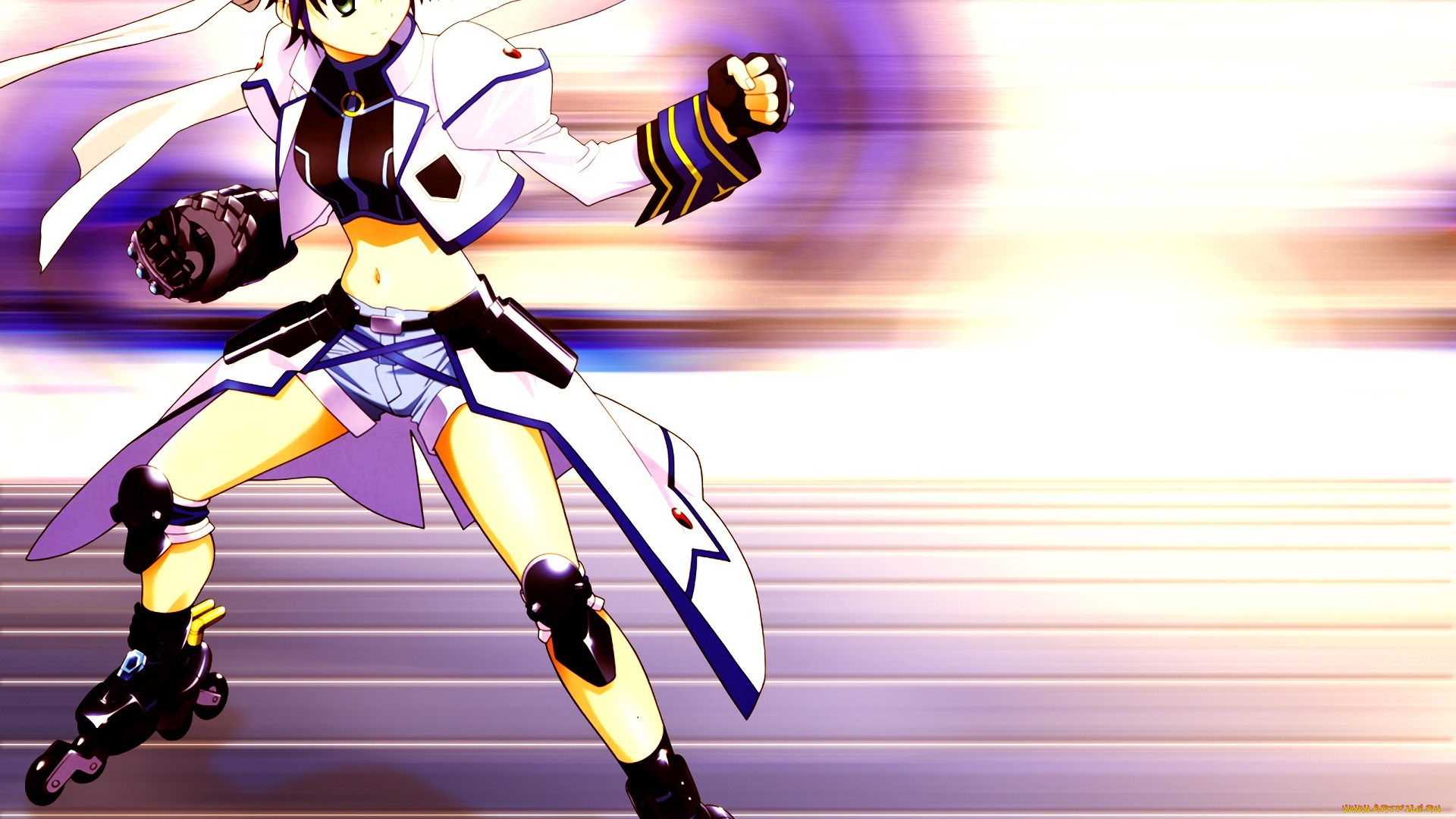 аниме, mahou, shoujo, lyrical, nanoha, девушка, фон, взгляд