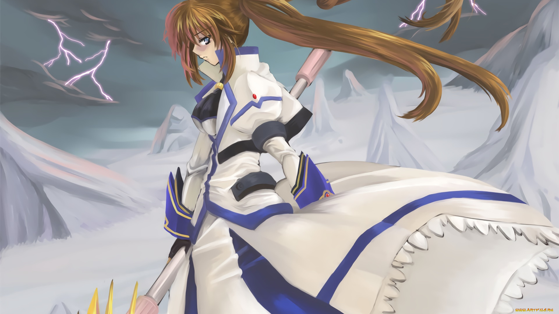 аниме, mahou, shoujo, lyrical, nanoha, фон, взгляд, девушка