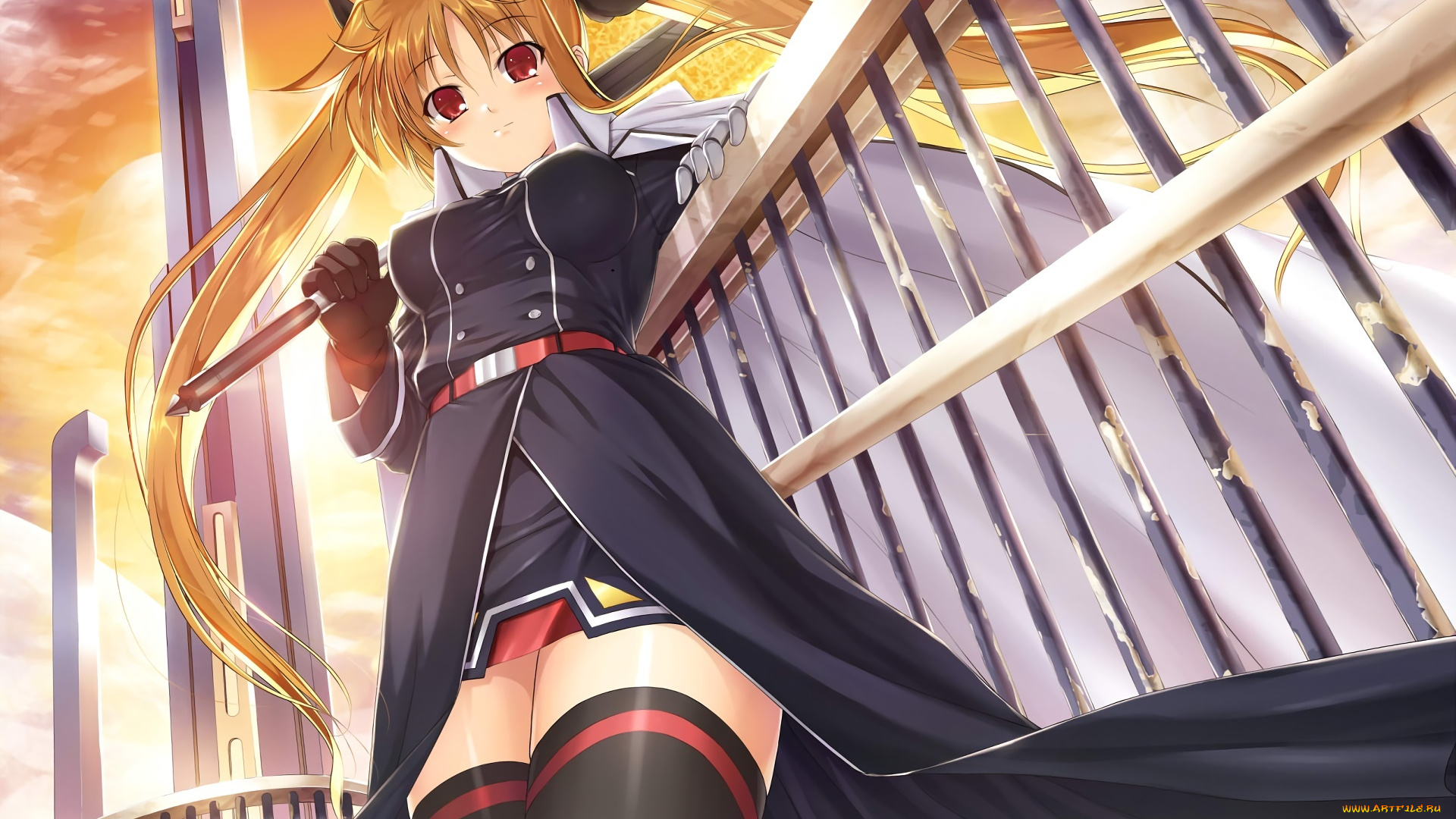 аниме, mahou, shoujo, lyrical, nanoha, фон, взгляд, девушка