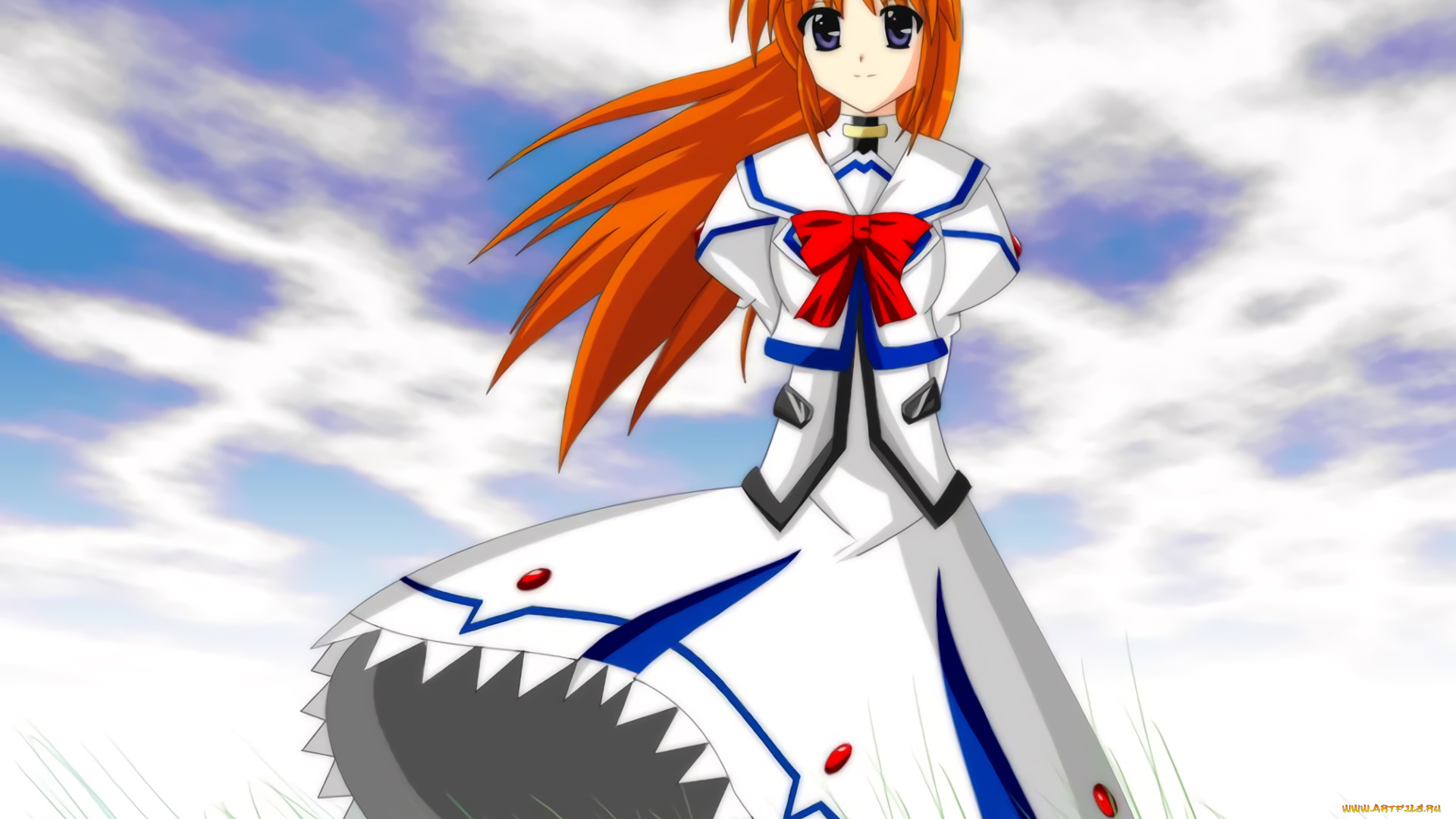 аниме, mahou, shoujo, lyrical, nanoha, фон, взгляд, девушка