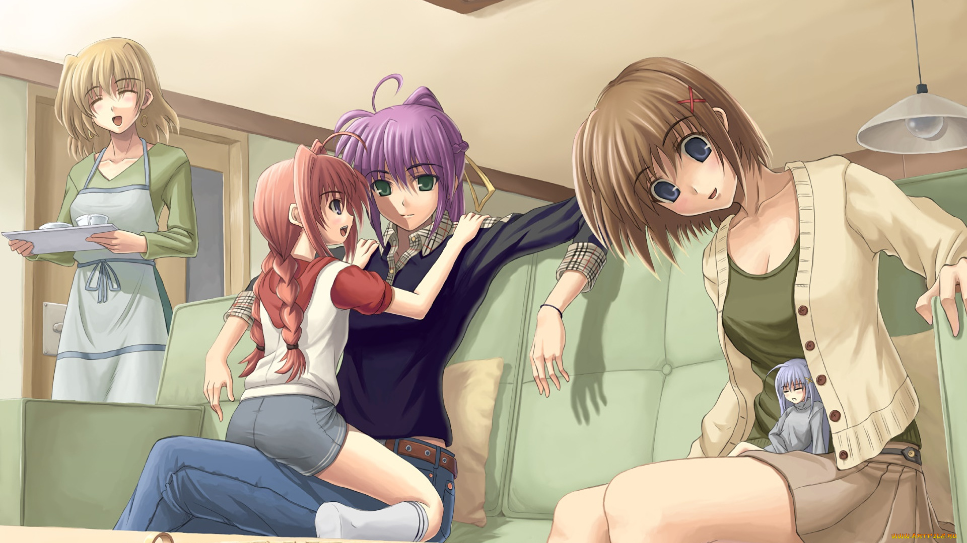 аниме, mahou, shoujo, lyrical, nanoha, фон, взгляд, девушки