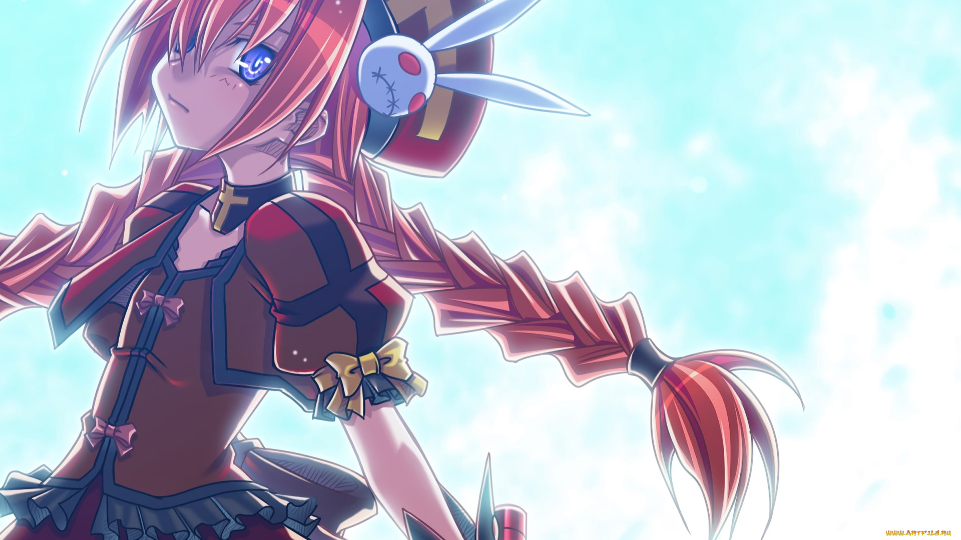 аниме, mahou, shoujo, lyrical, nanoha, взгляд, девушка, фон