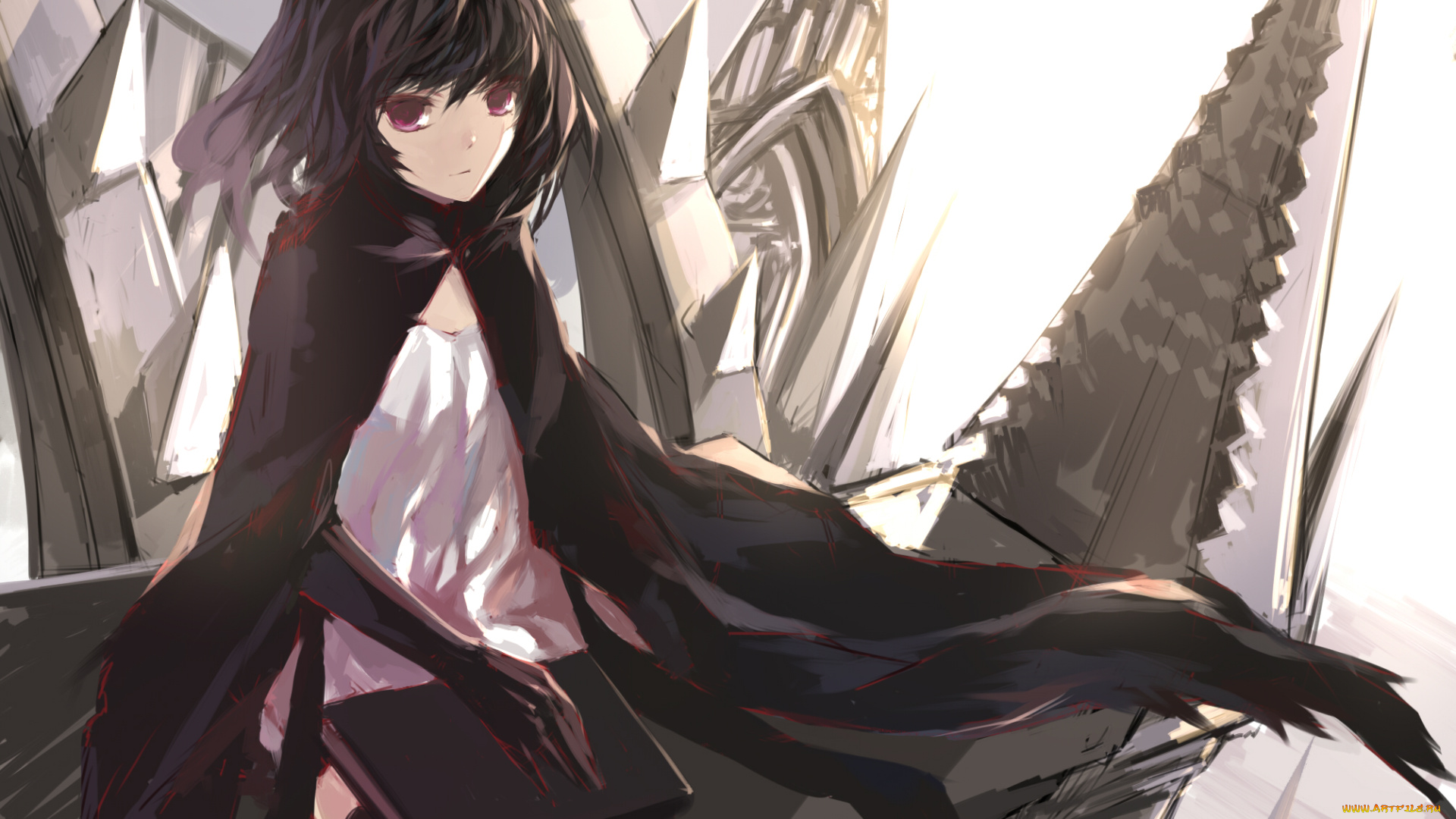 аниме, pixiv, fantasia, девушка, взгляд, фон