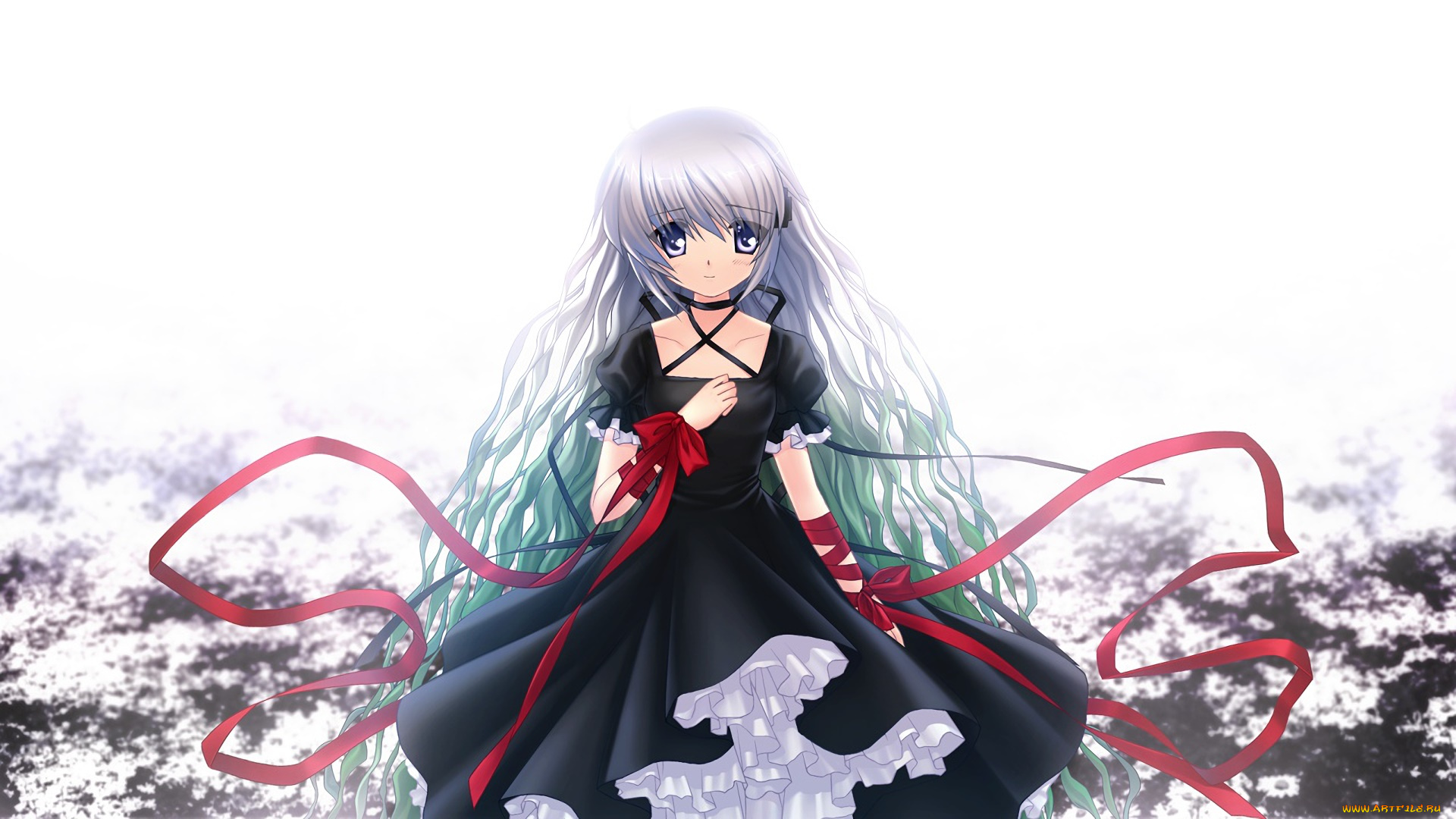 аниме, rewrite, девушка, фон, взгляд