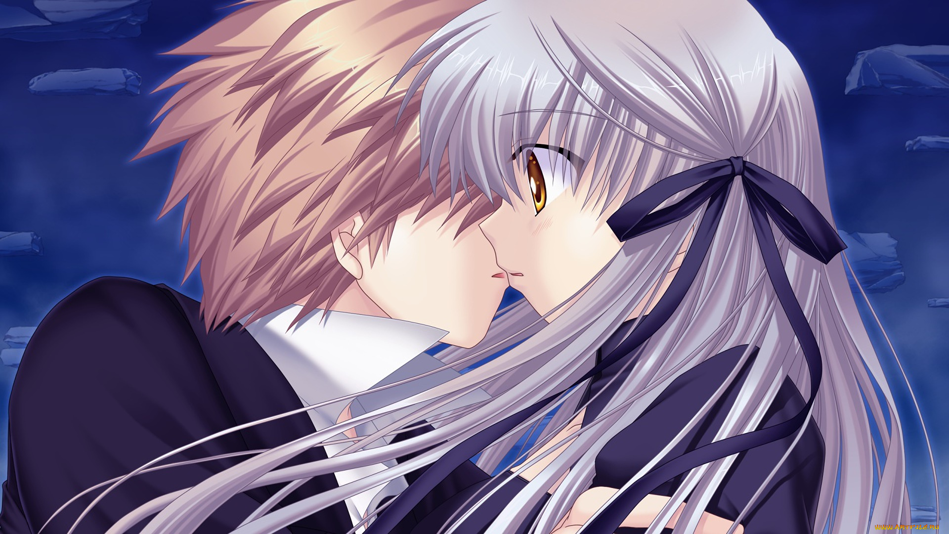 аниме, rewrite, фон, взгляд, девушка