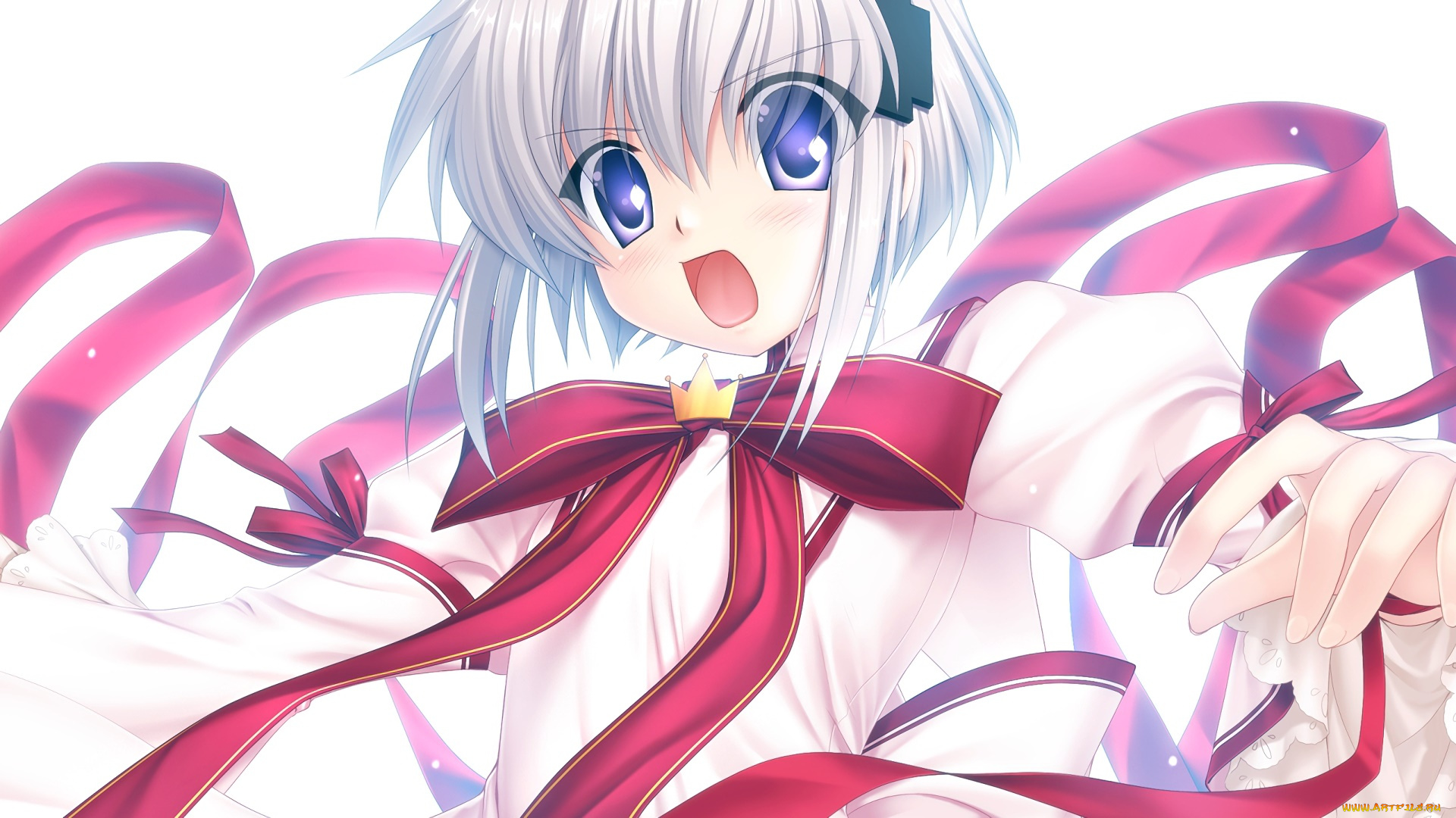 аниме, rewrite, взгляд, девушка, фон