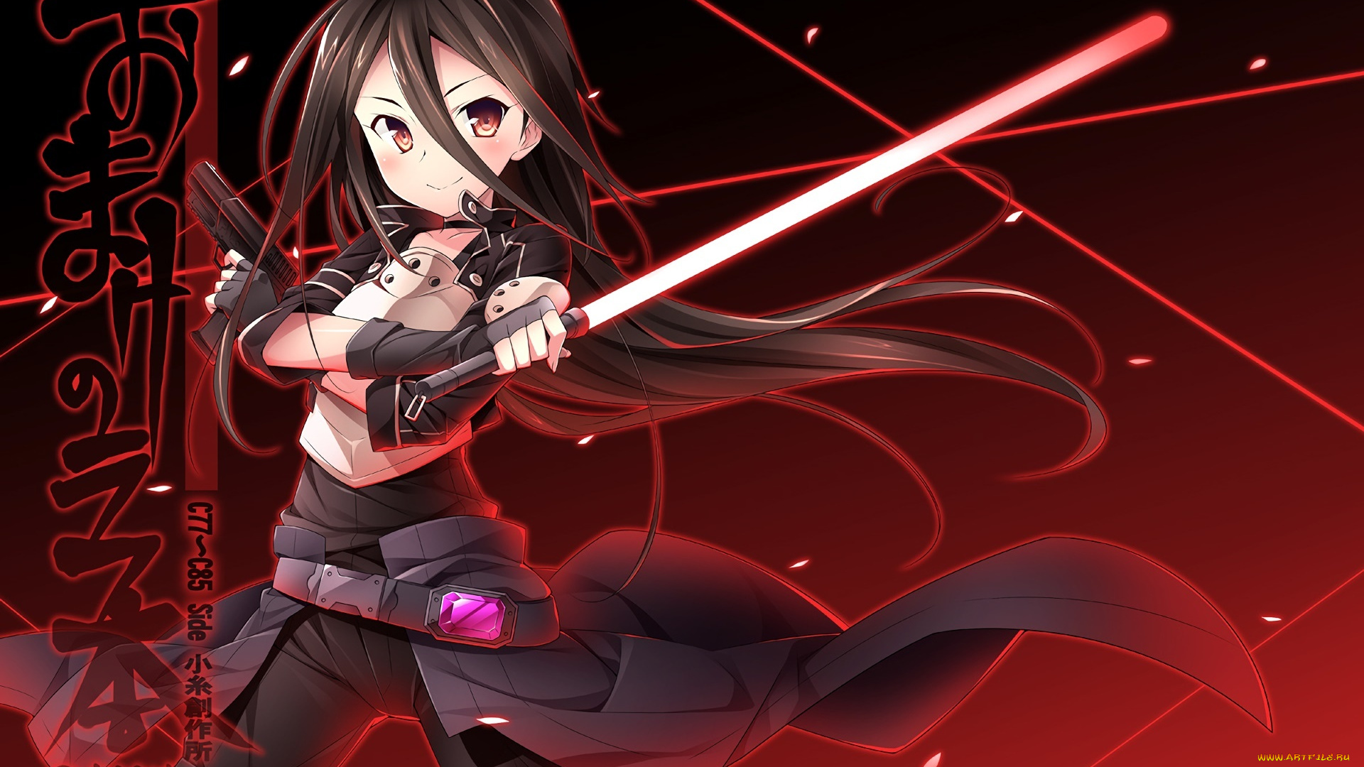 аниме, sword, art, online, девушка, взгляд, фон