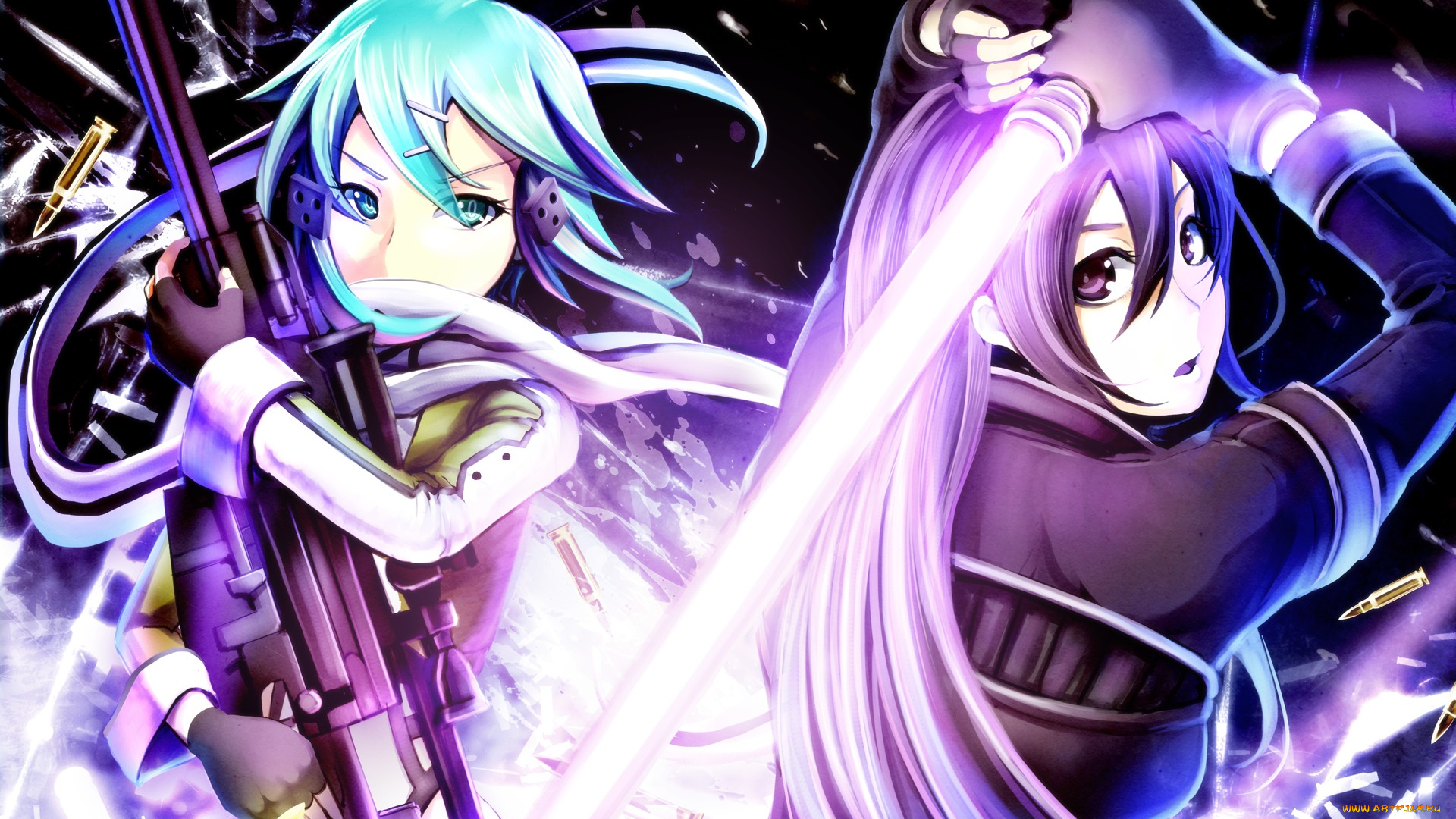 аниме, sword, art, online, девушка, взгляд, фон