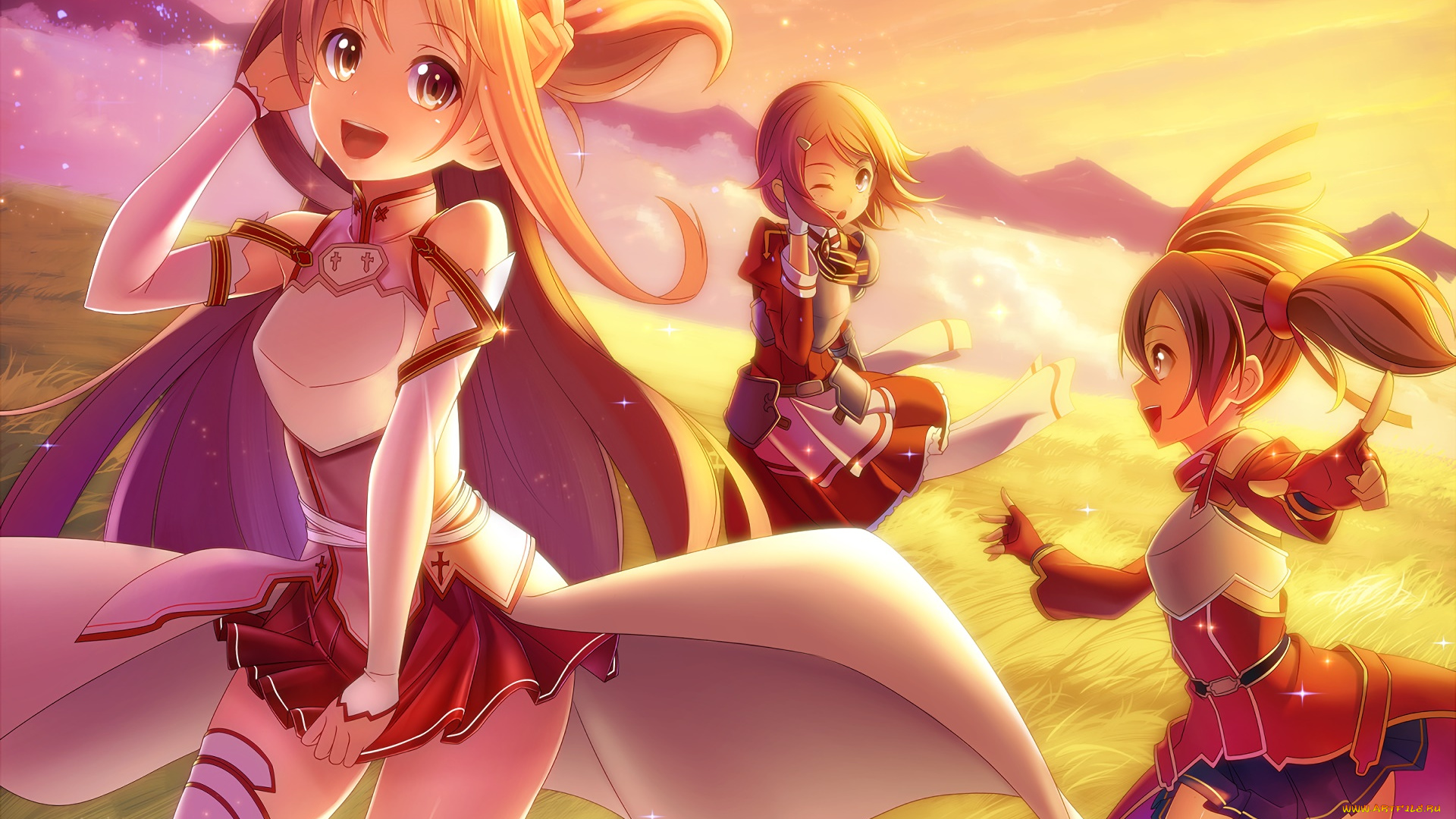 аниме, sword, art, online, взгляд, девушки, фон