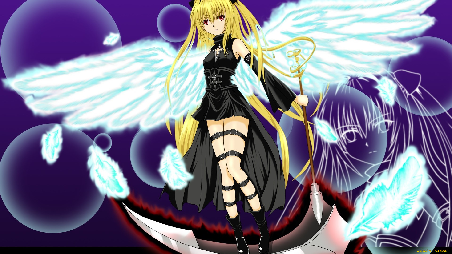 аниме, to, love, ru, девушка, взгляд, фон