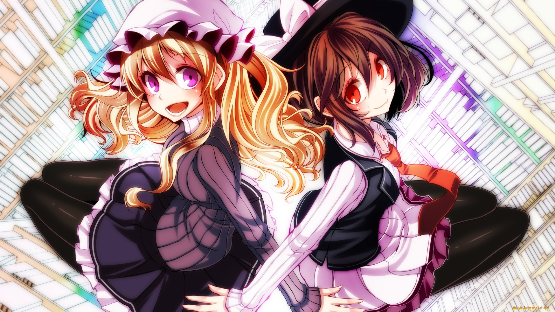 аниме, touhou, девушки, фон, взгляд