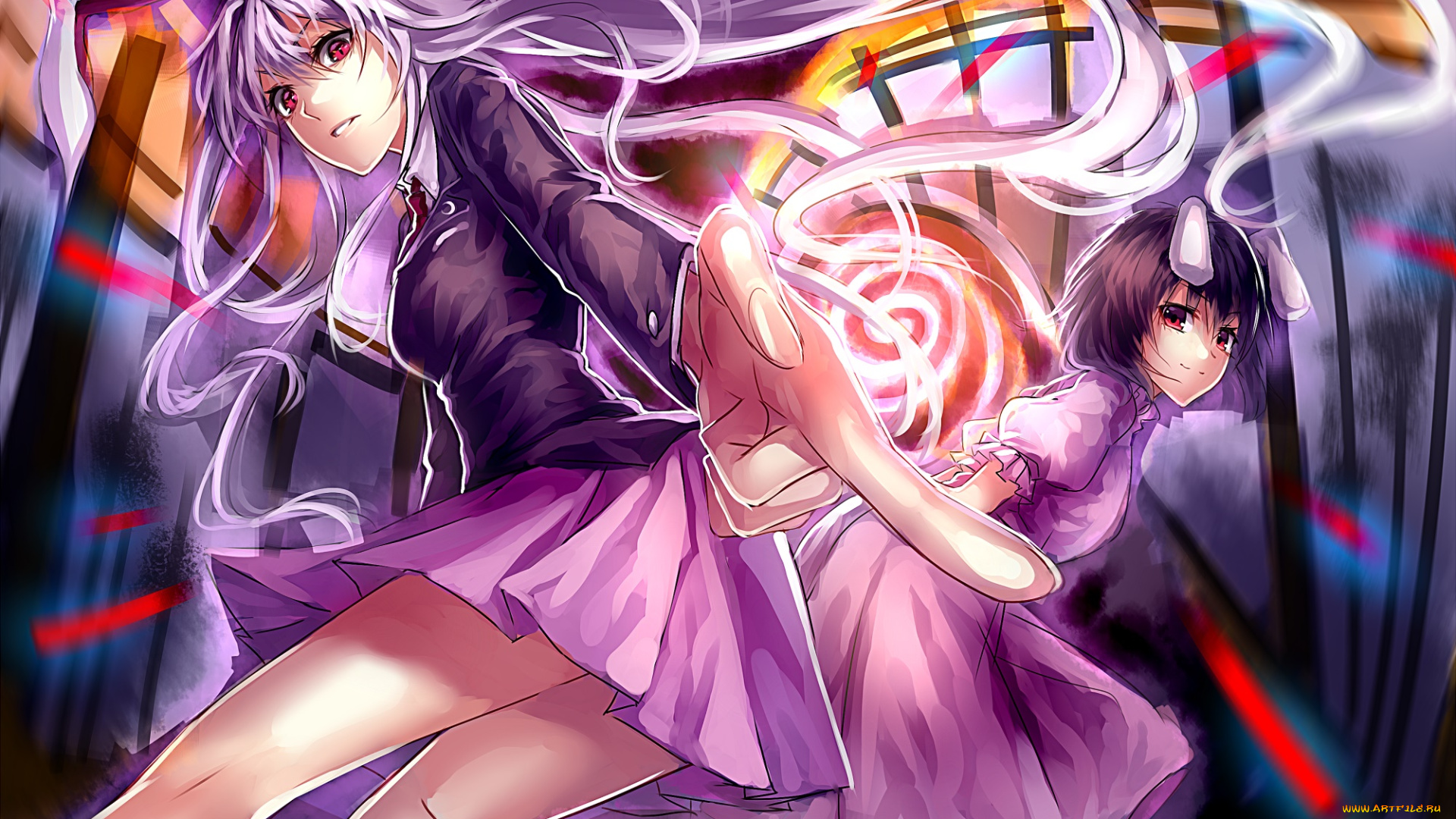 аниме, touhou, фон, взгляд, девушка