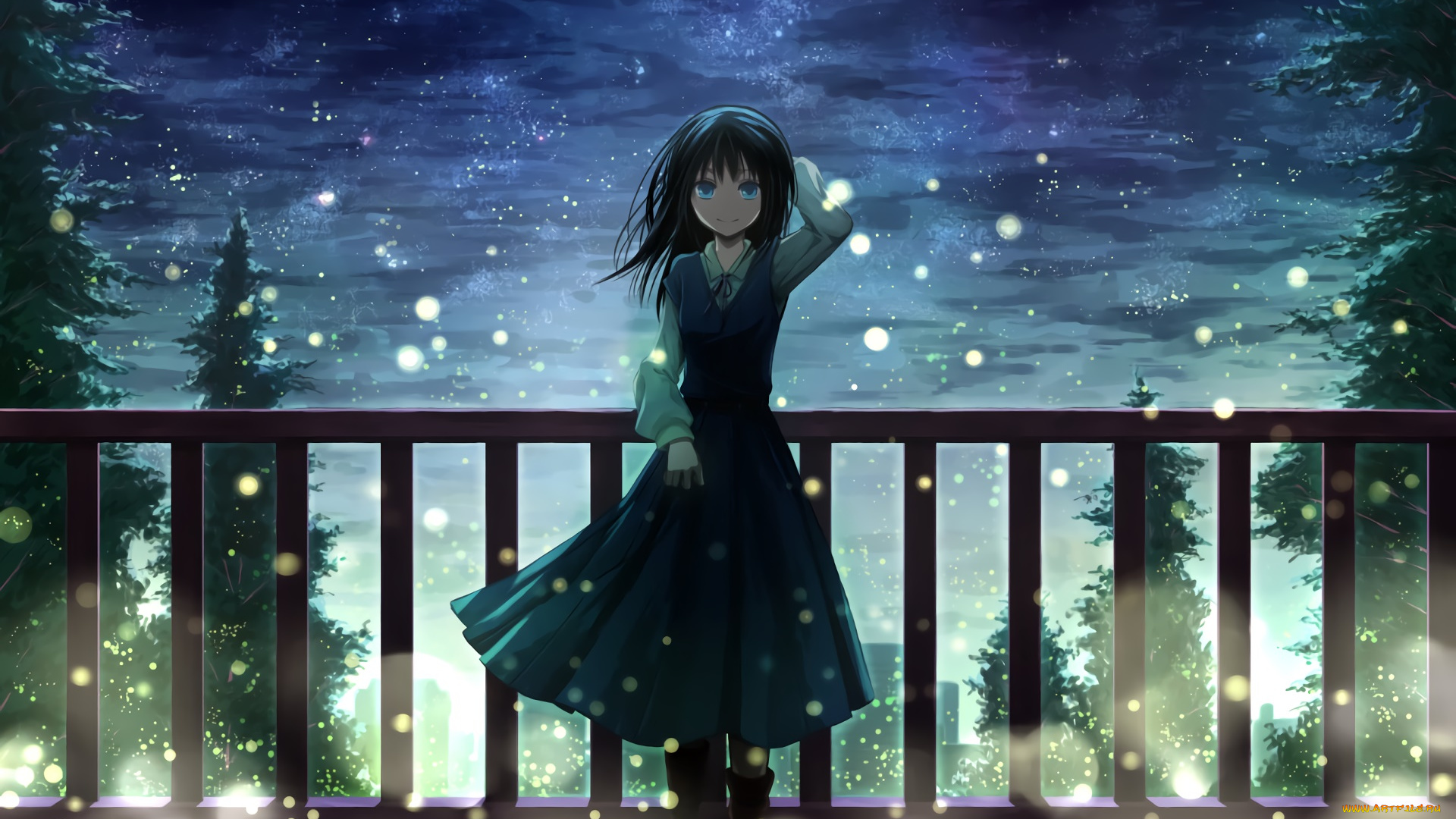 аниме, unknown, , другое, девушка, взгляд, фон