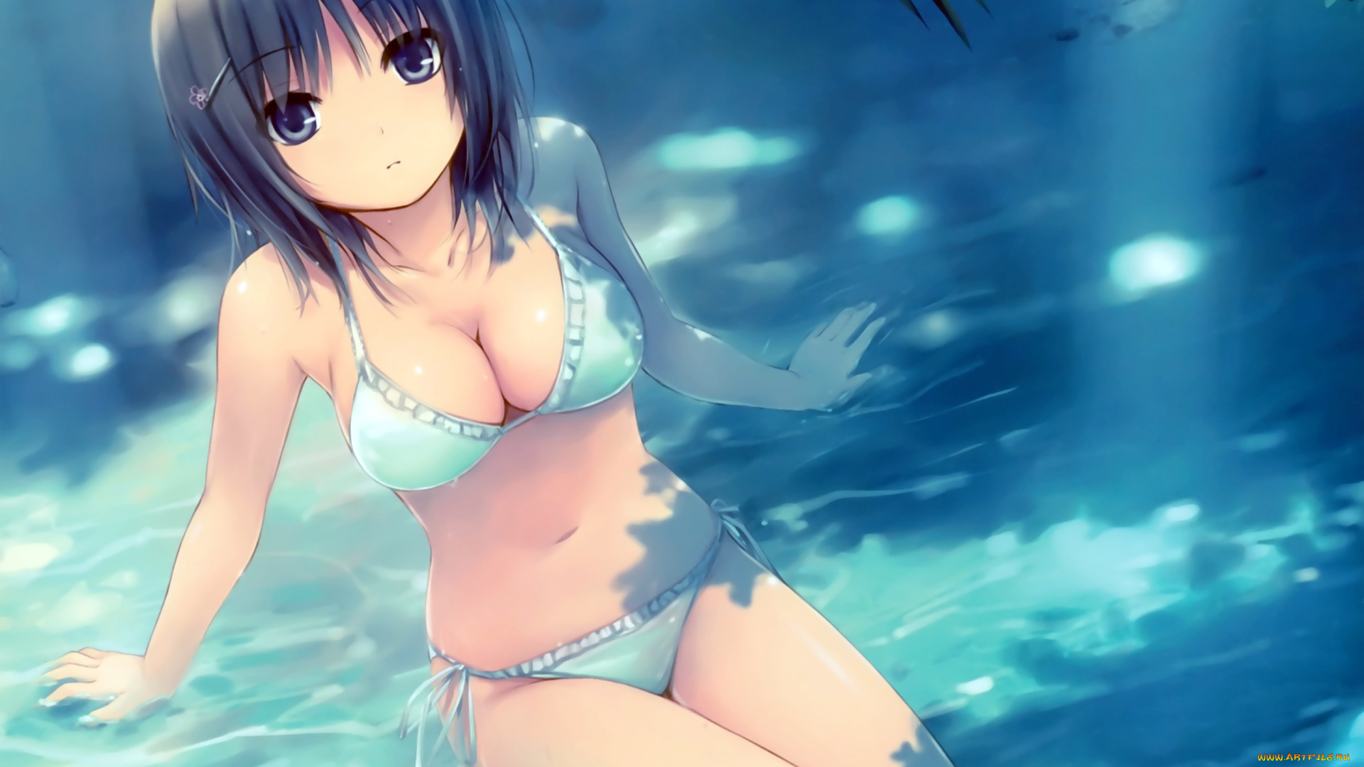 аниме, unknown, , другое, девушка, взгляд, фон