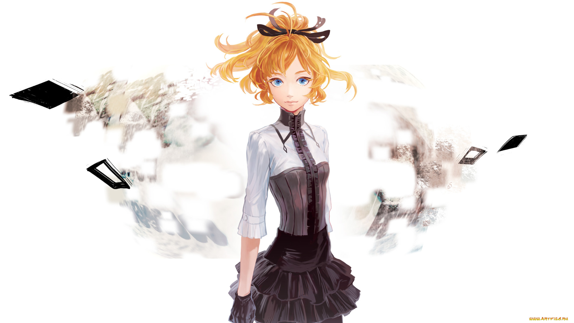 аниме, unknown, , другое, взгляд, девушка, фон