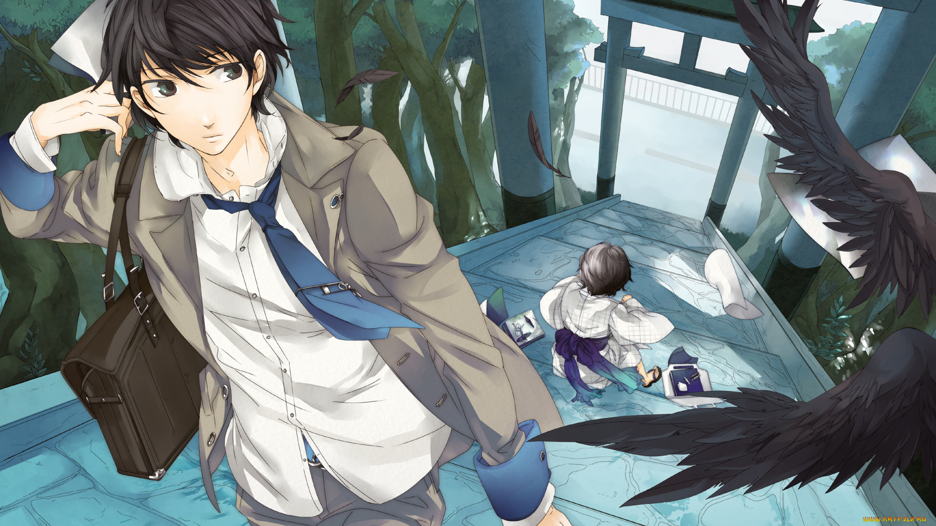 аниме, unknown, , другое, взгляд, парень, фон