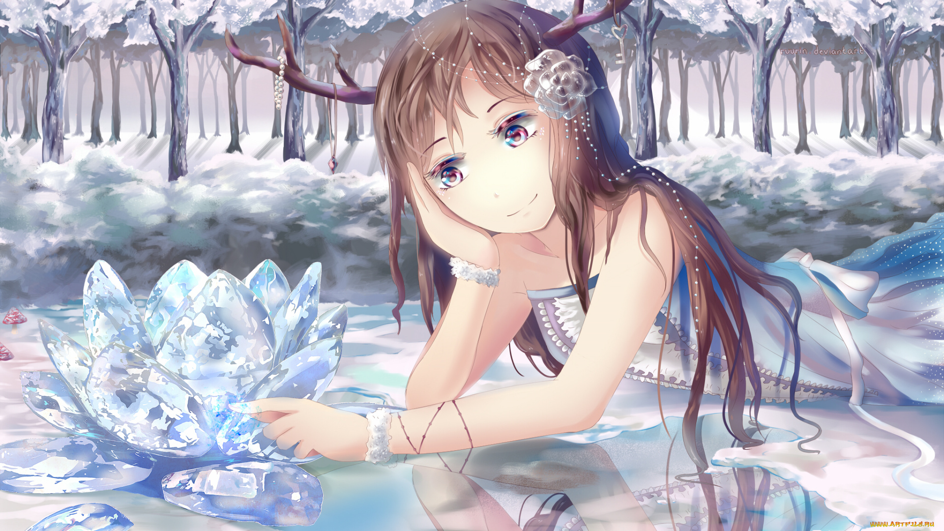 аниме, животные, , существа, фон, взгляд, девушка