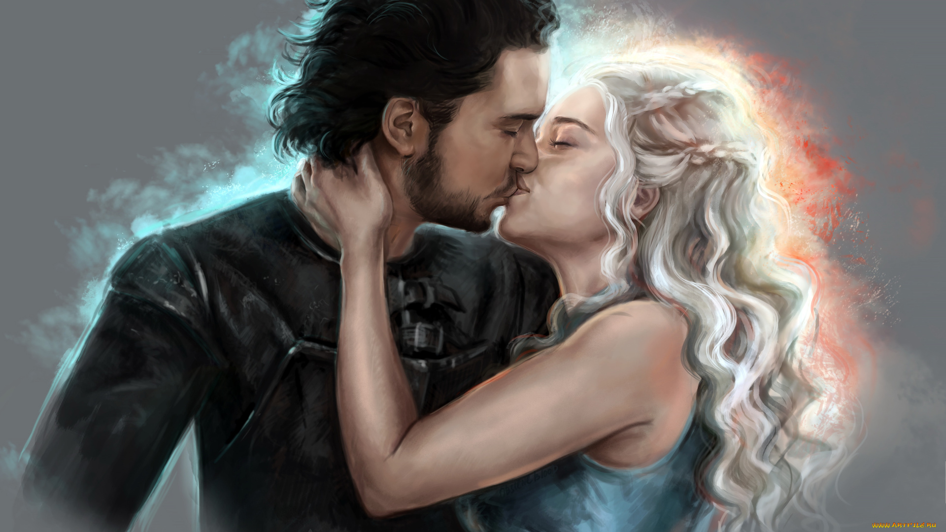 рисованное, кино, поцелуй, фон, мужчина, девушка