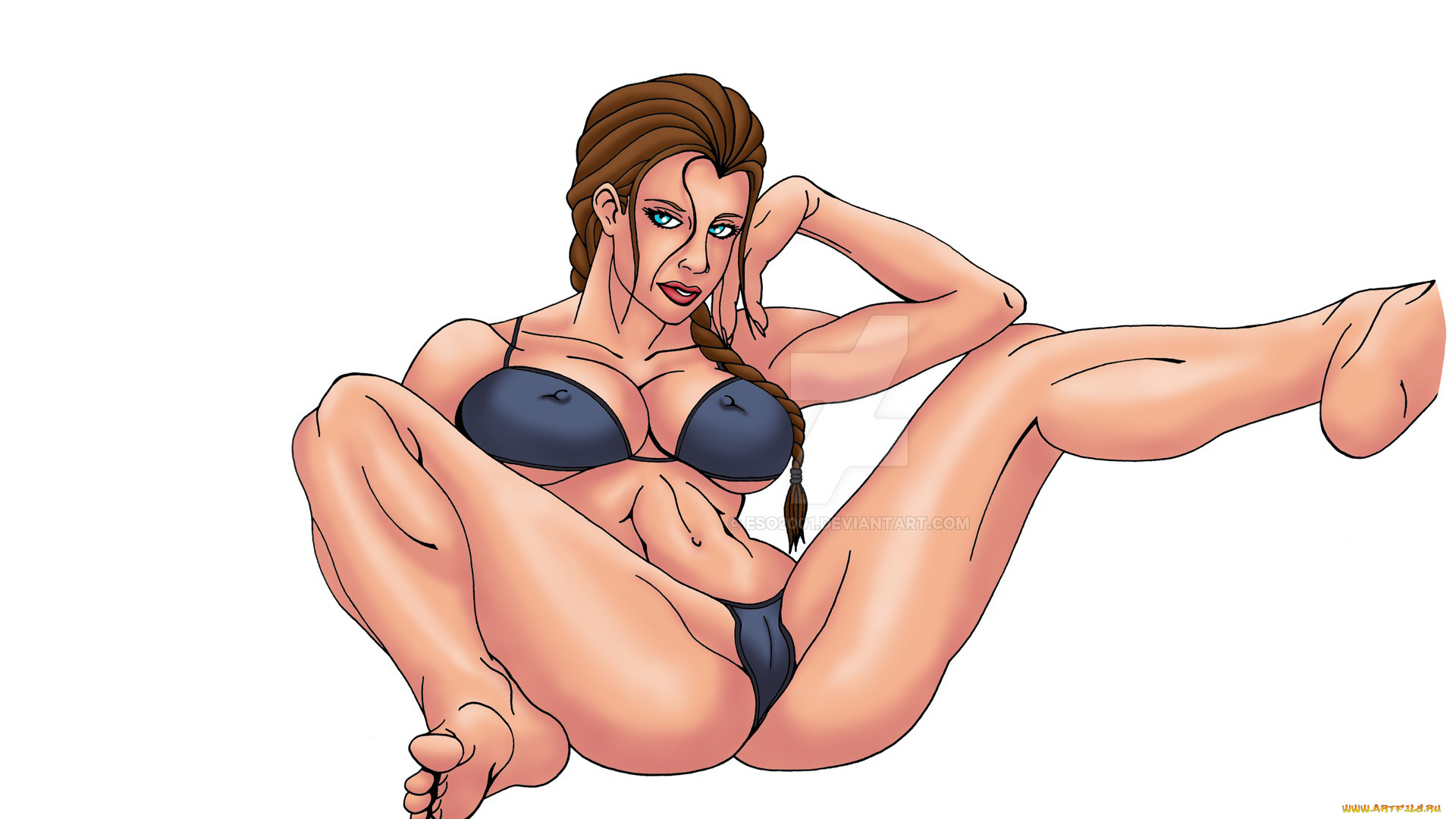 рисованное, комиксы, фон, взгляд, купальник, девушка